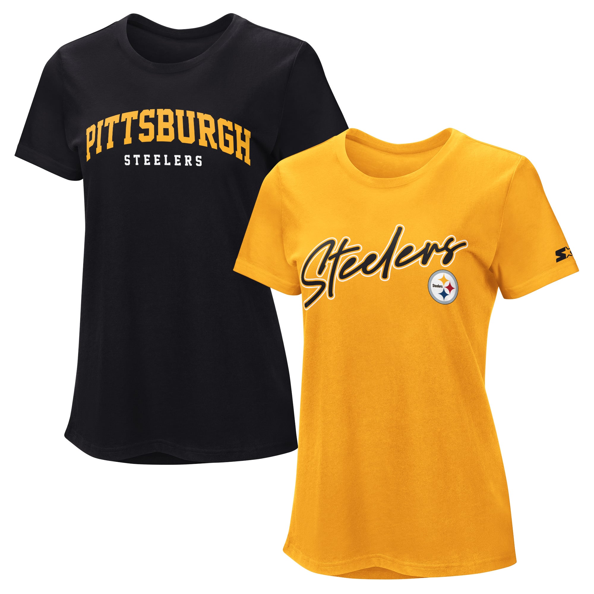 Pack de t-shirts Starter noirs et or Pittsburgh Steelers pour femmes
