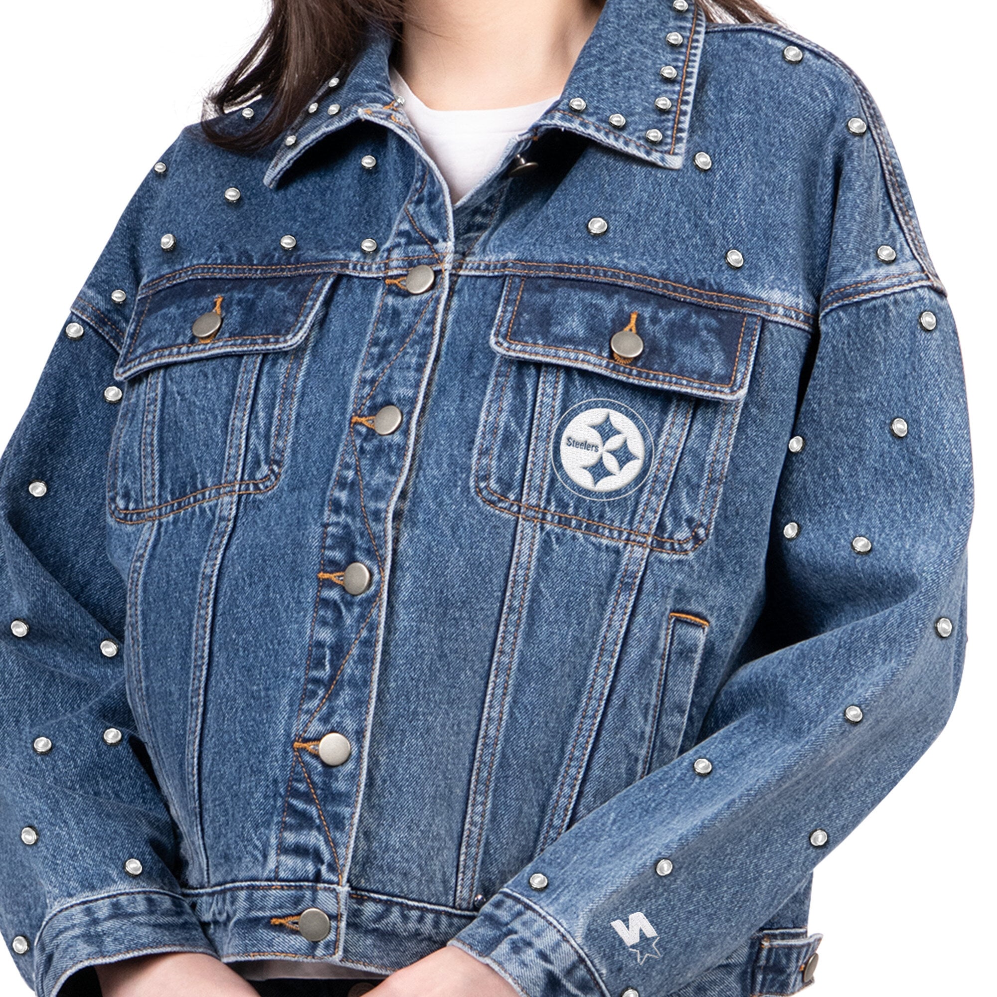 Veste en jean Starter Denim Pittsburgh Steelers Pearl Icon à boutons pour femme