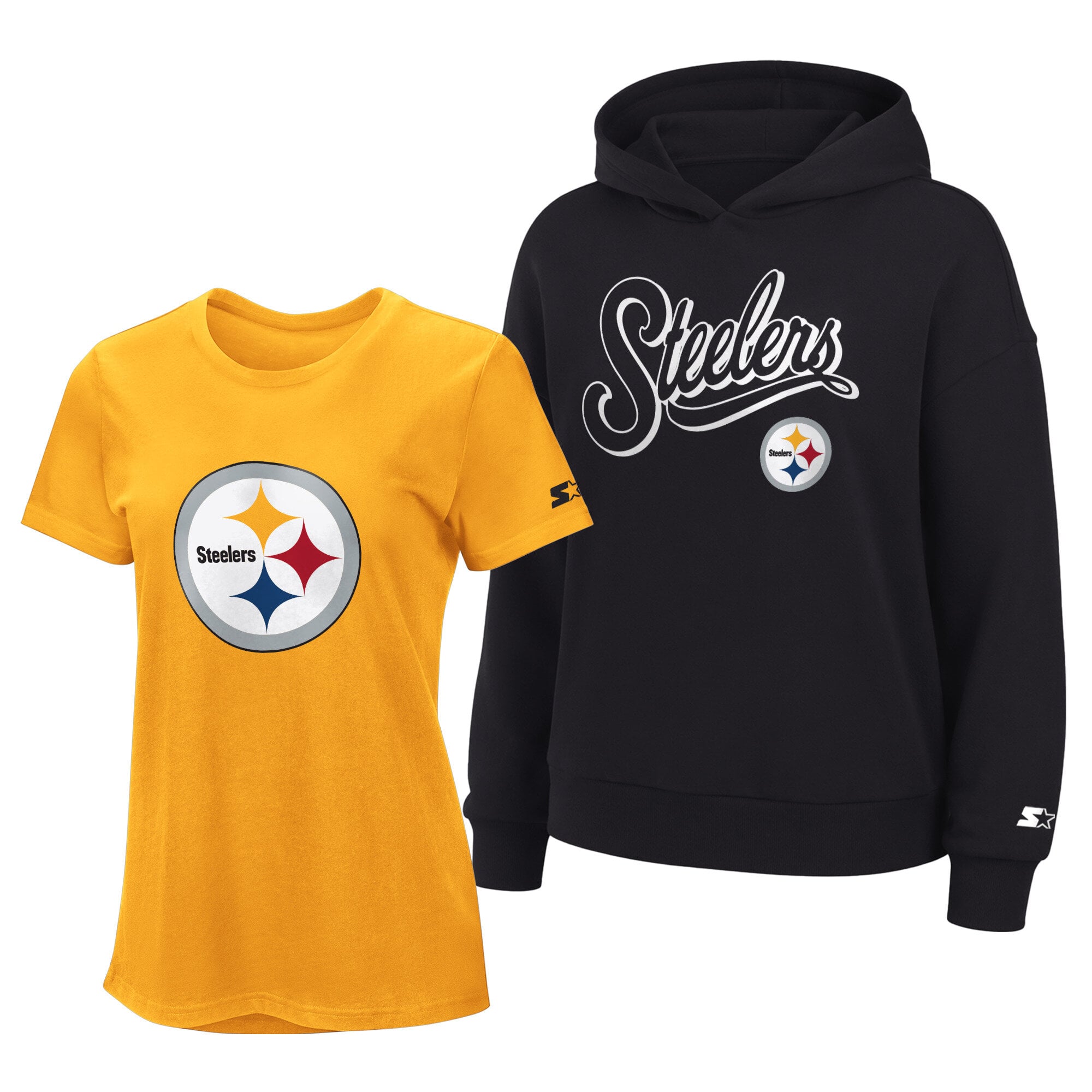 Ensemble sweat à capuche et t-shirt Pittsburgh Steelers or/noir pour femme