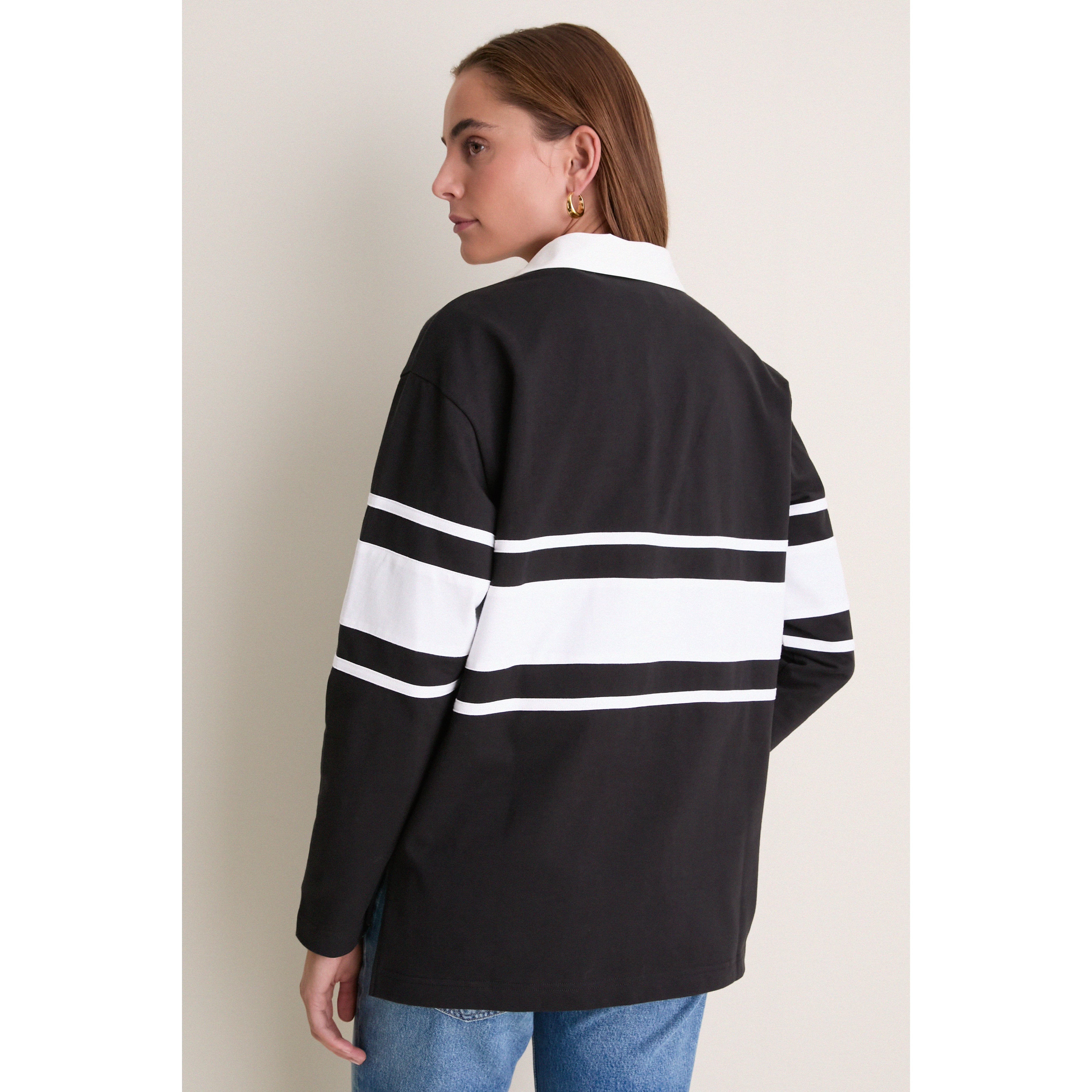 Polo de rugby à manches longues Pittsburgh Steelers noir Tuckernuck pour femme
