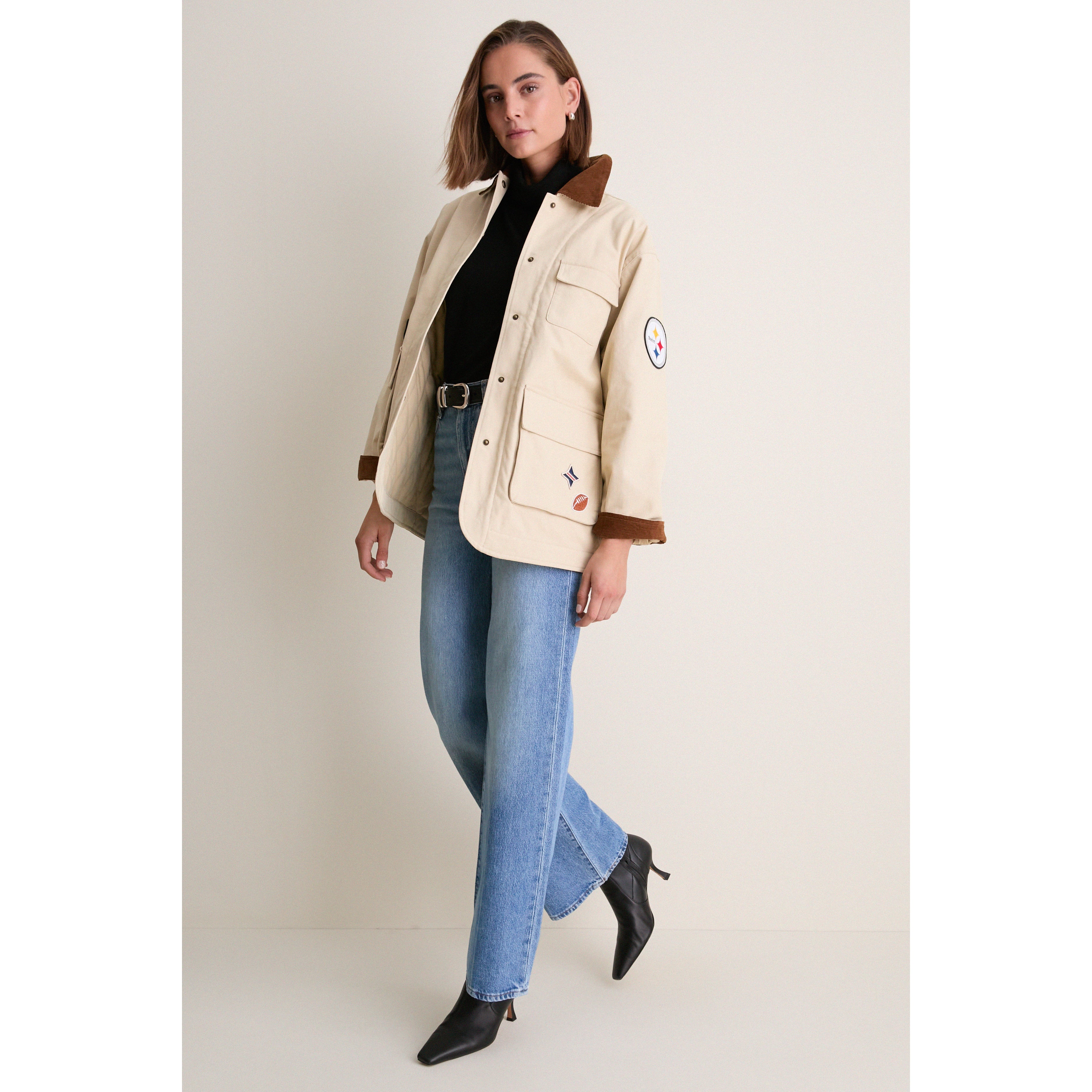 Veste de grange Tuckernuck Stone Pittsburgh Steelers pour femmes, à boutons-pression.