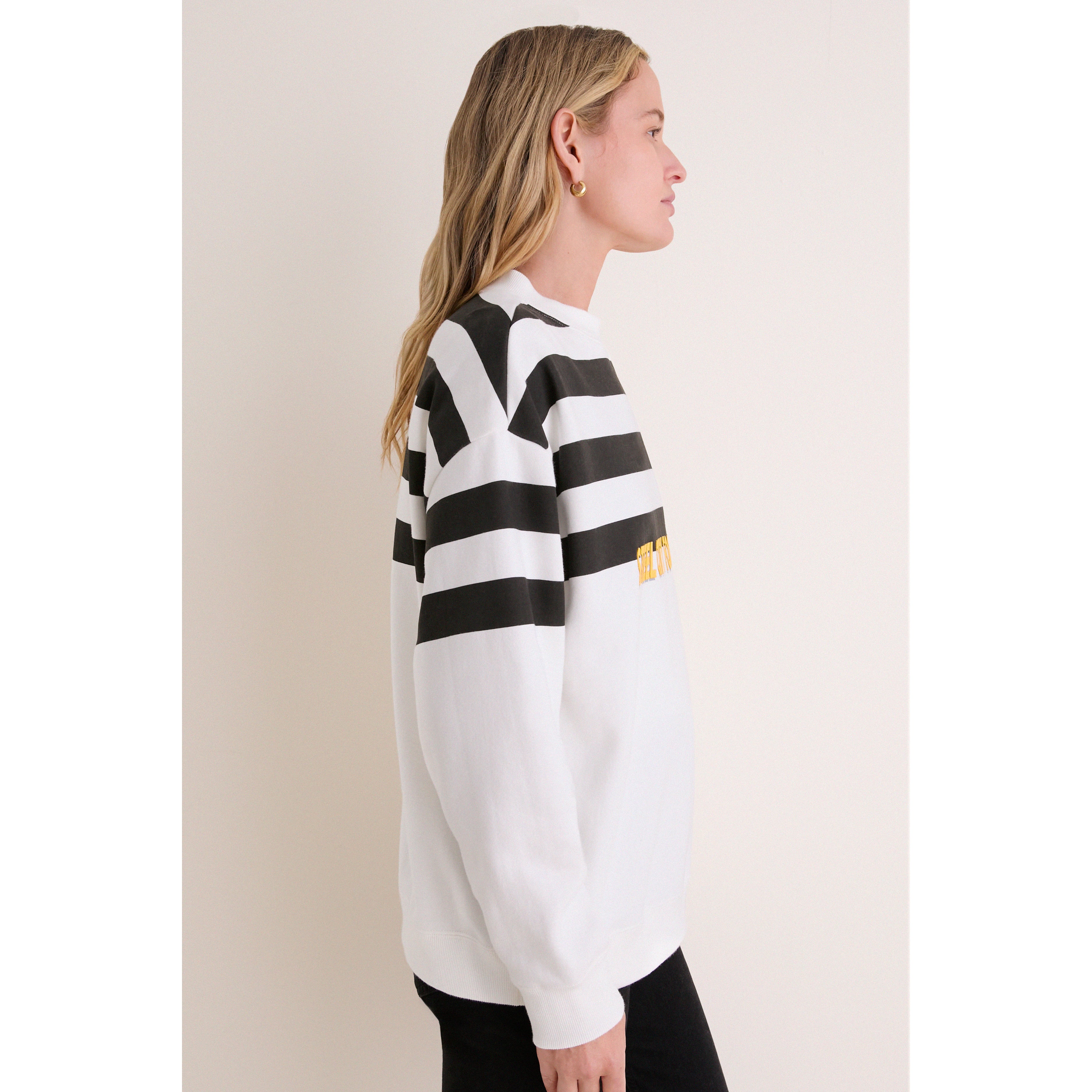 Sweat-shirt rayé blanc et noir Pittsburgh Steelers pour femme Tuckernuck
