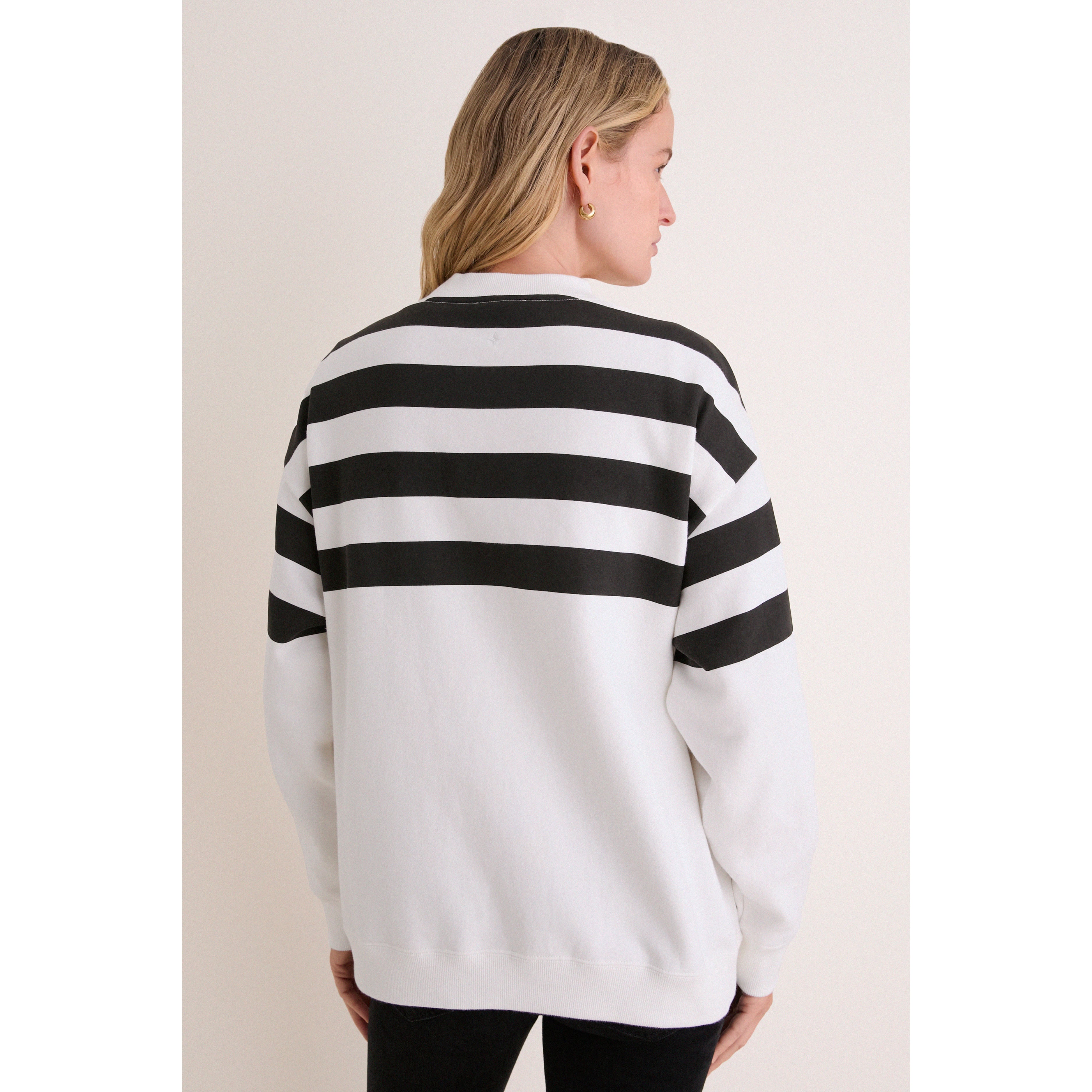 Sweat-shirt rayé blanc et noir Pittsburgh Steelers pour femme Tuckernuck