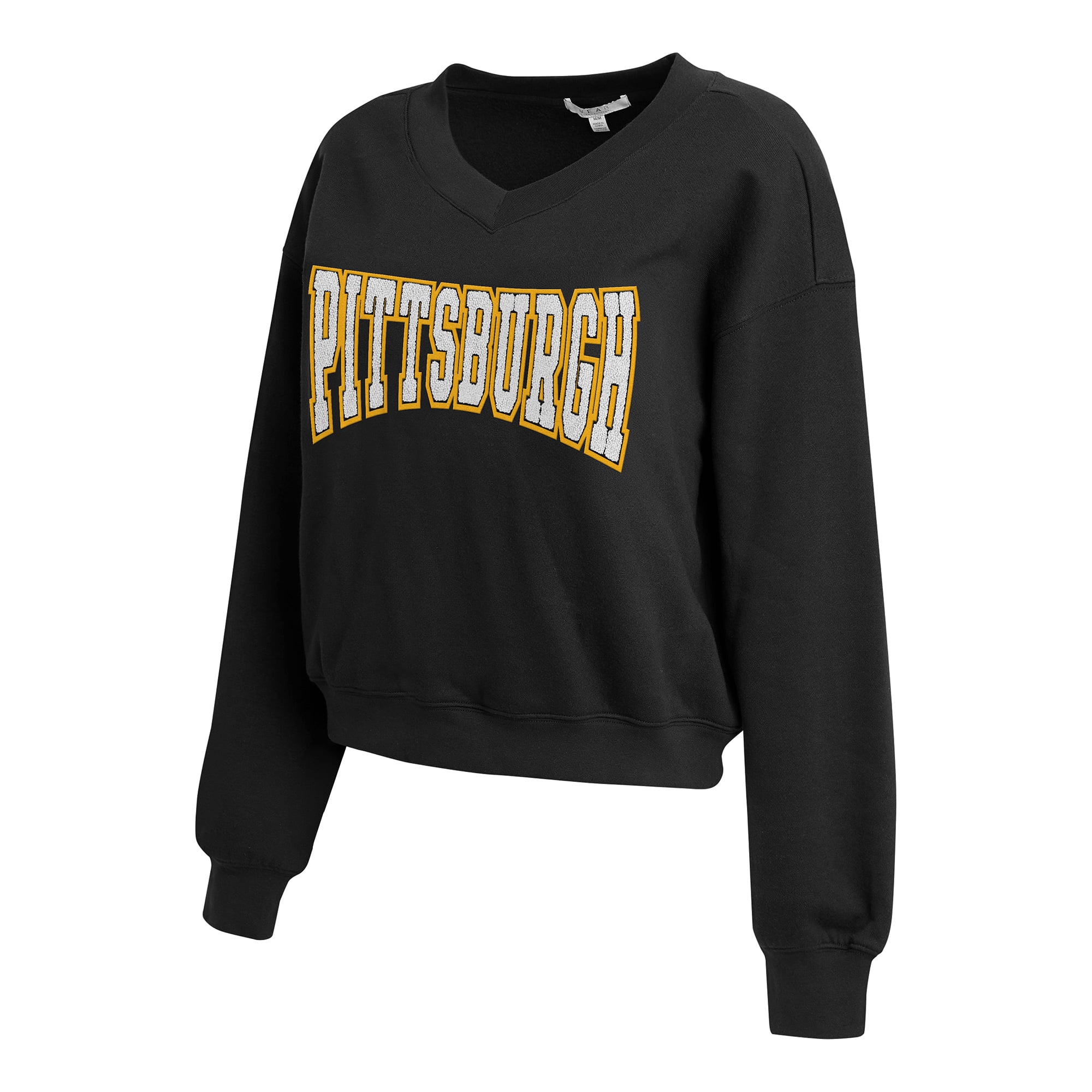 Women's WEAR by Erin Andrews Black Pittsburgh Steelers Fleece V-Neck Lounge Set