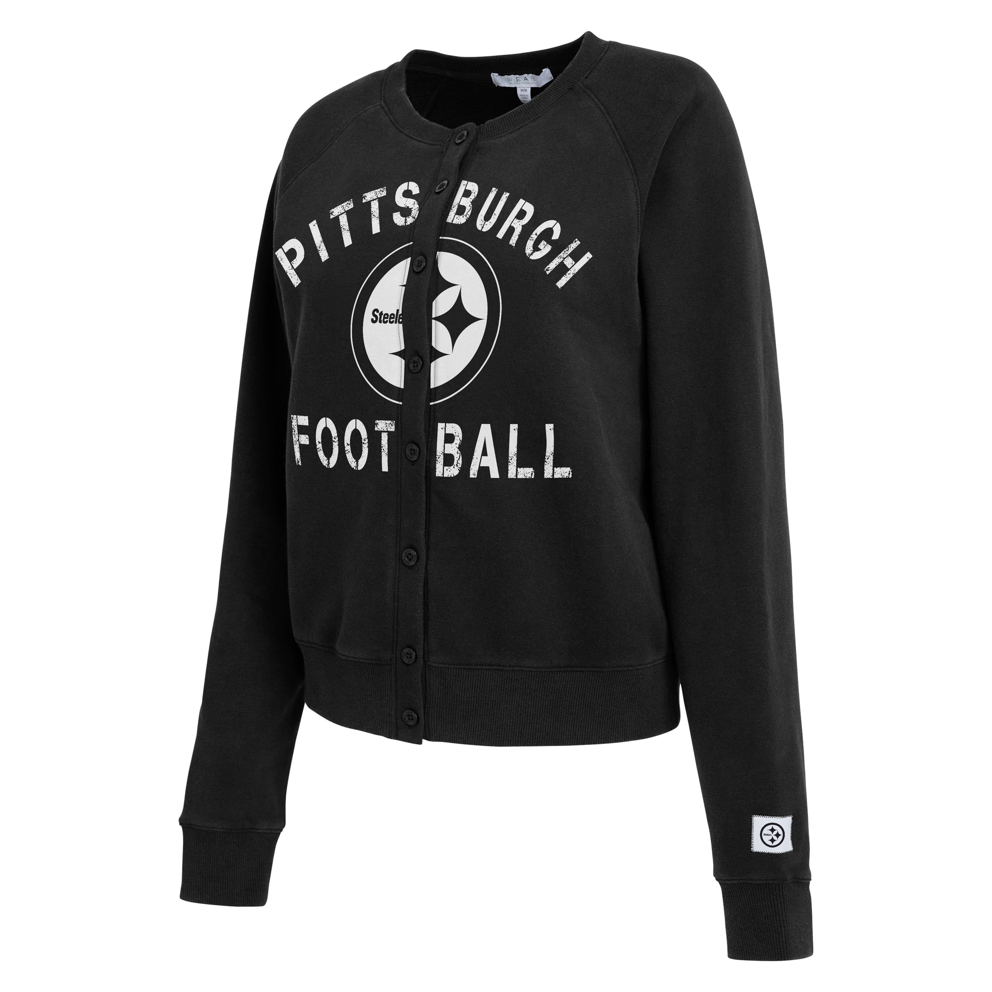 Gilet cardigan noir chiné Pittsburgh Steelers pour femme de la marque WEAR by Erin Andrews