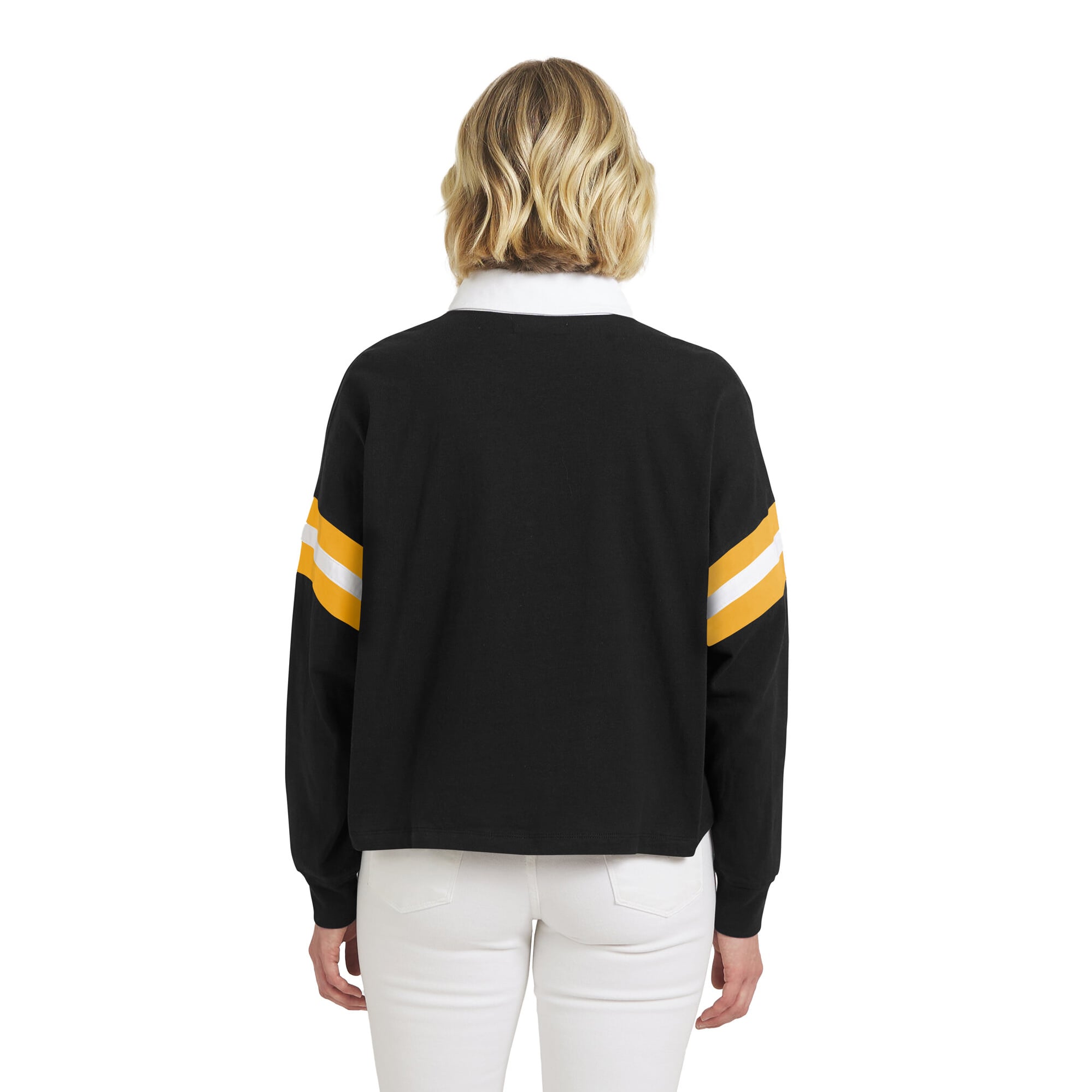 T-shirt à manches longues noir Pittsburgh Steelers Rugby pour femmes de la marque WEAR by Erin Andrews