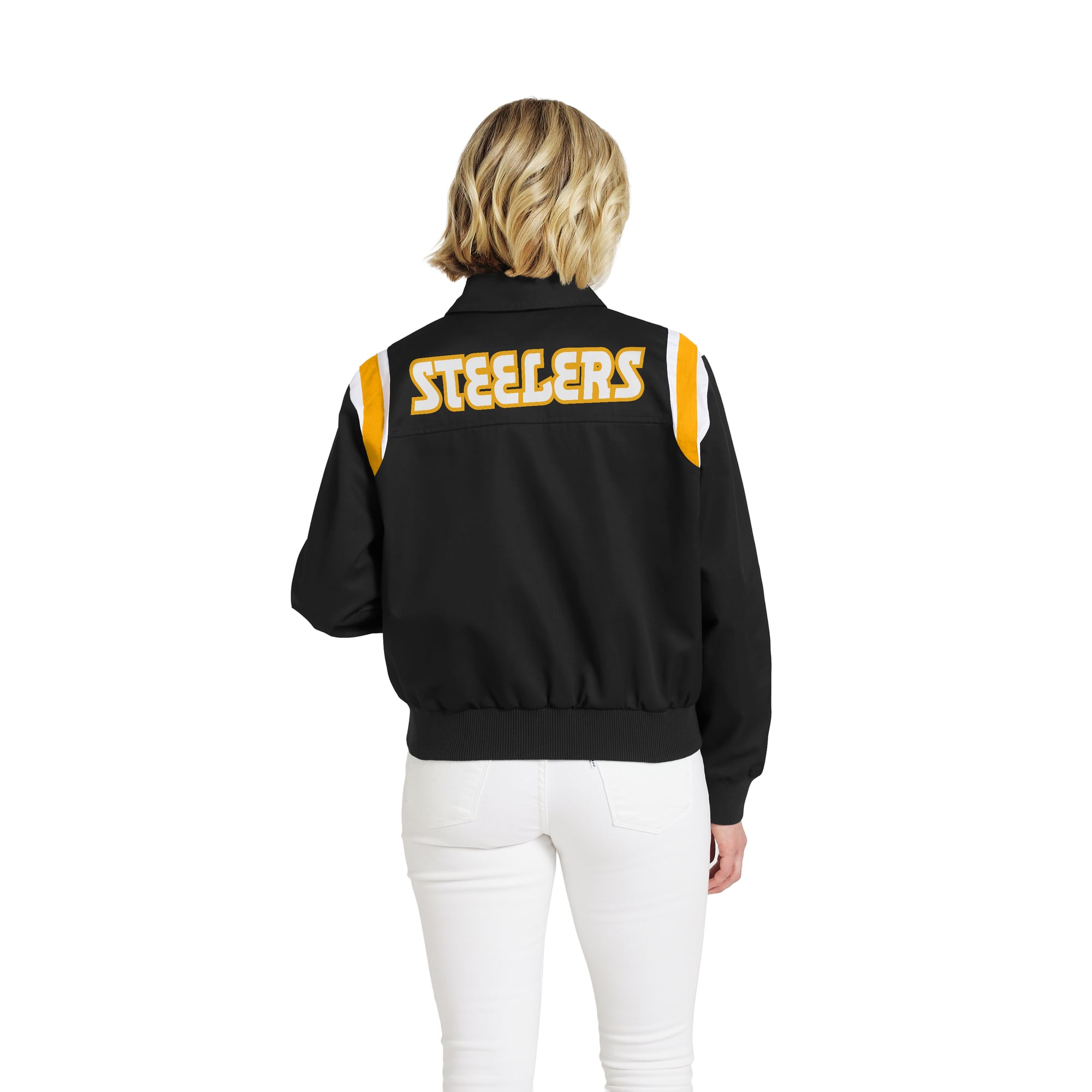 Veste zippée intégrale en sergé à rayures noires Pittsburgh Steelers pour femme, de la marque WEAR by Erin Andrews