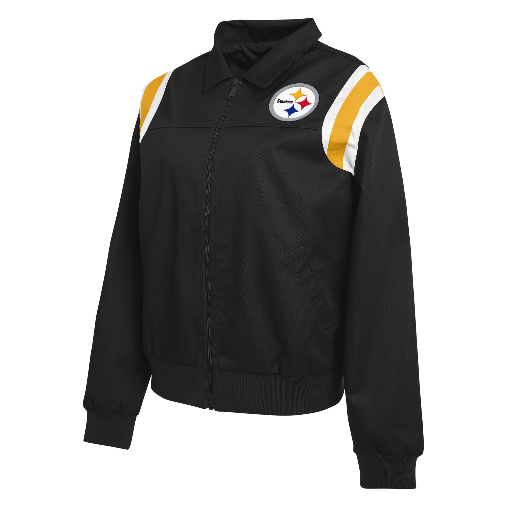 Veste zippée intégrale en sergé à rayures noires Pittsburgh Steelers pour femme, de la marque WEAR by Erin Andrews