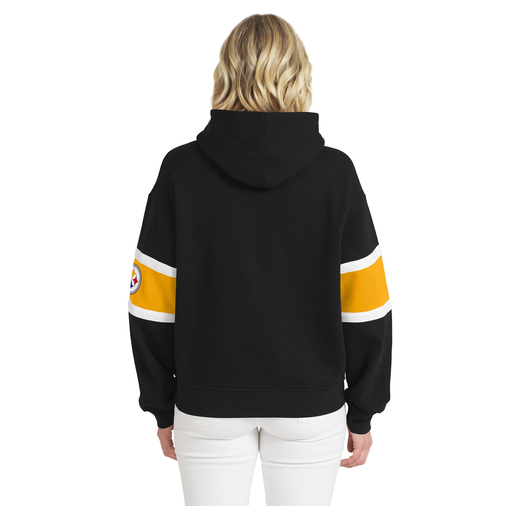 Sweat à capuche rayé noir Pittsburgh Steelers pour femme de la marque WEAR by Erin Andrews