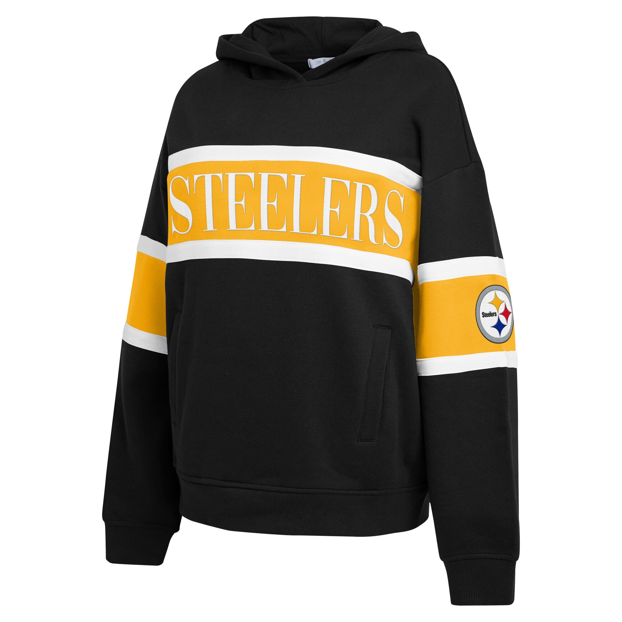 Sweat à capuche rayé noir Pittsburgh Steelers pour femme de la marque WEAR by Erin Andrews