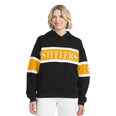  Pittsburgh Steelers WEAR by Erin Andrews Women's Stripe Hoodie - Black