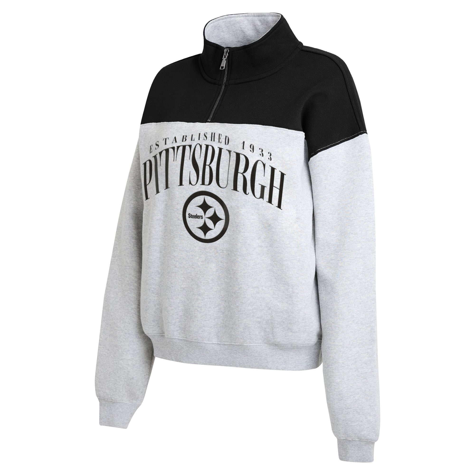 Pull à demi-zip Pittsburgh Steelers gris chiné de la marque WEAR by Erin Andrews pour femme