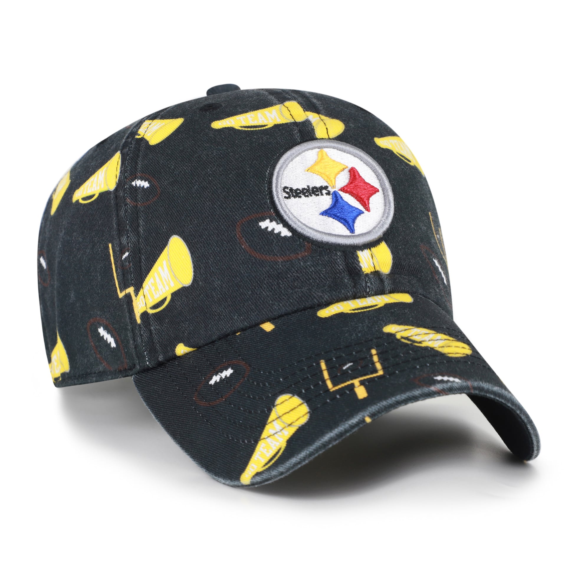 Youth '47 Black Pittsburgh Steelers Stomping Ground Clean Up Adjustable Hat