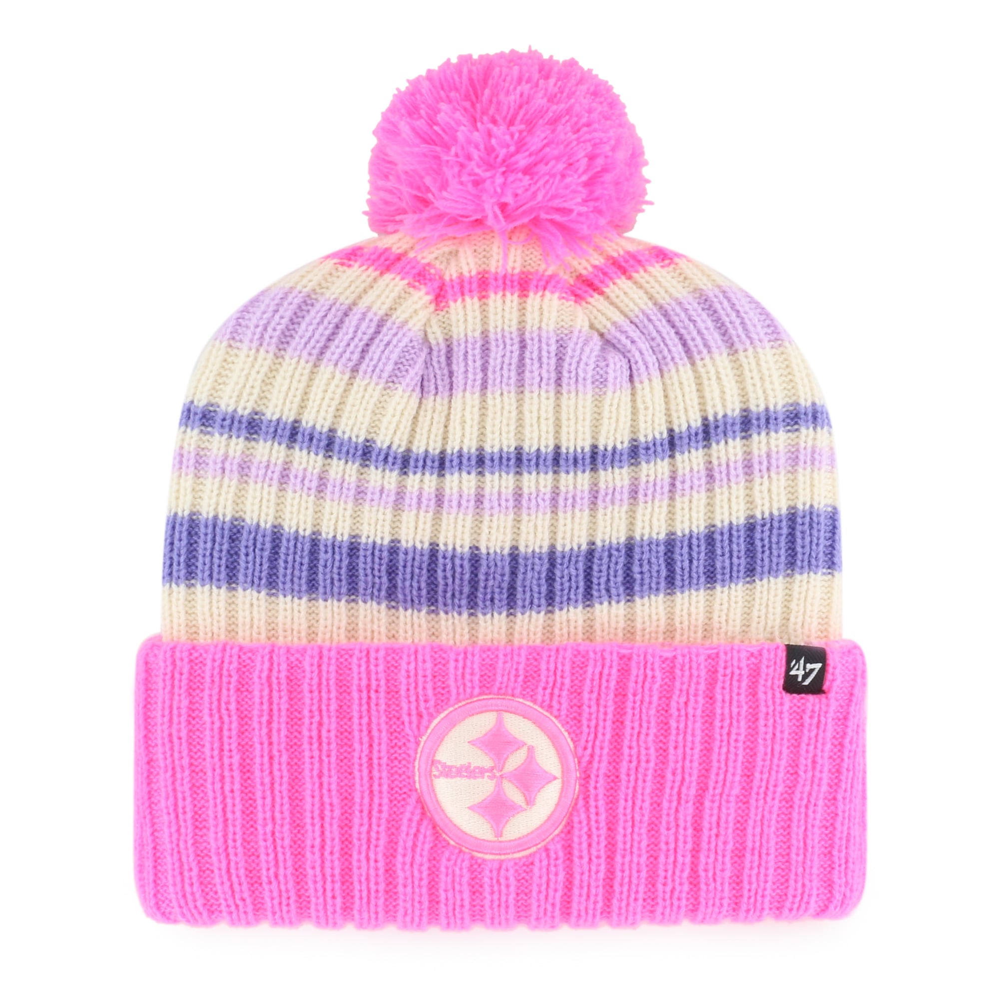 Youth '47 Pink Pittsburgh Steelers Snow Fort Cuffed Knit Hat