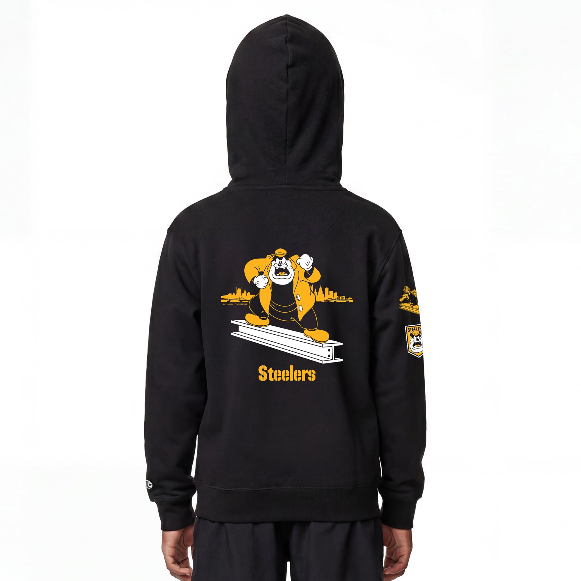 Youth Disney x Champion Black Pittsburgh Steelers Pete Full-Zip Hoodie