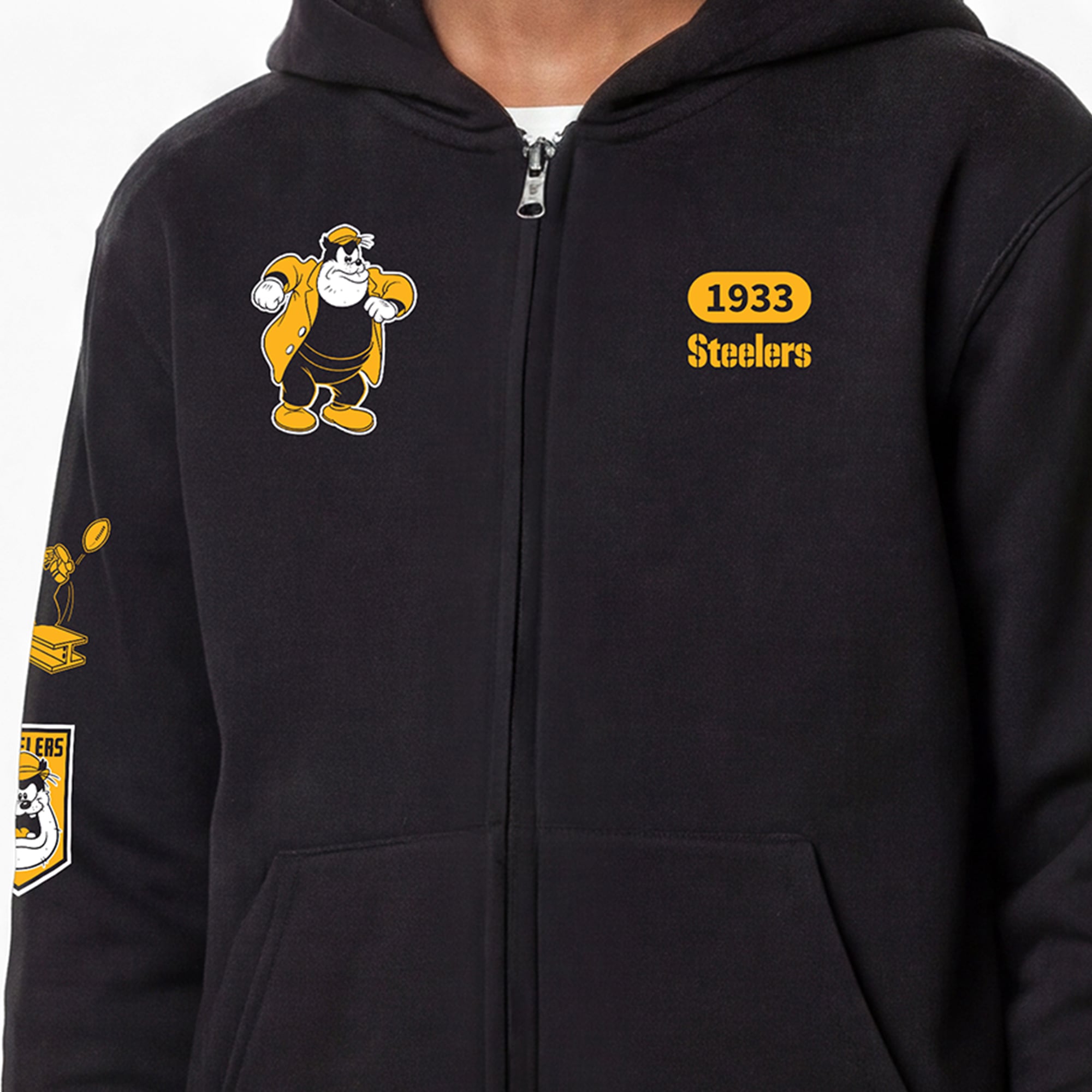 Youth Disney x Champion Black Pittsburgh Steelers Pete Full-Zip Hoodie