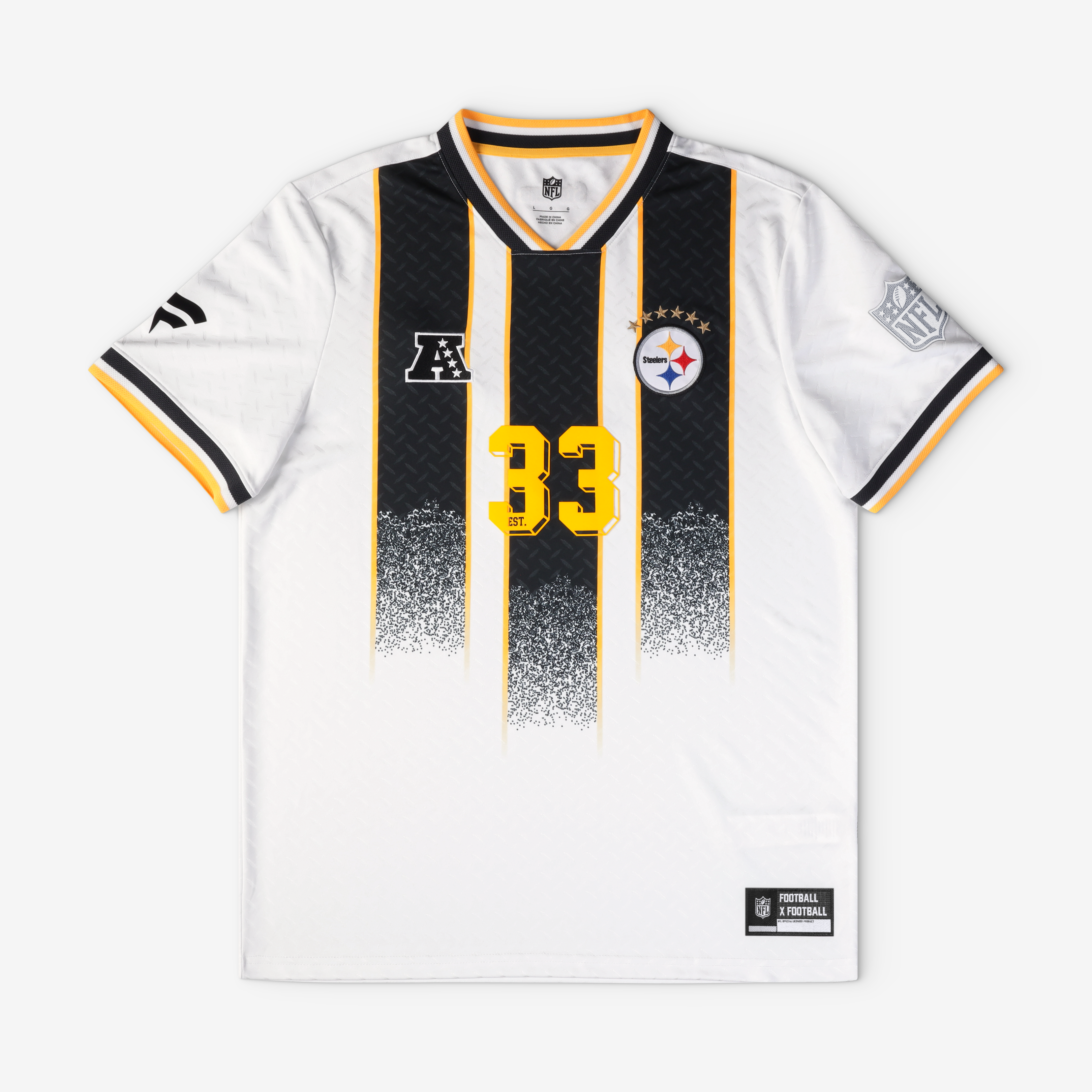 Youth Fanatics White Pittsburgh Steelers Football x V-Neck Fan Top