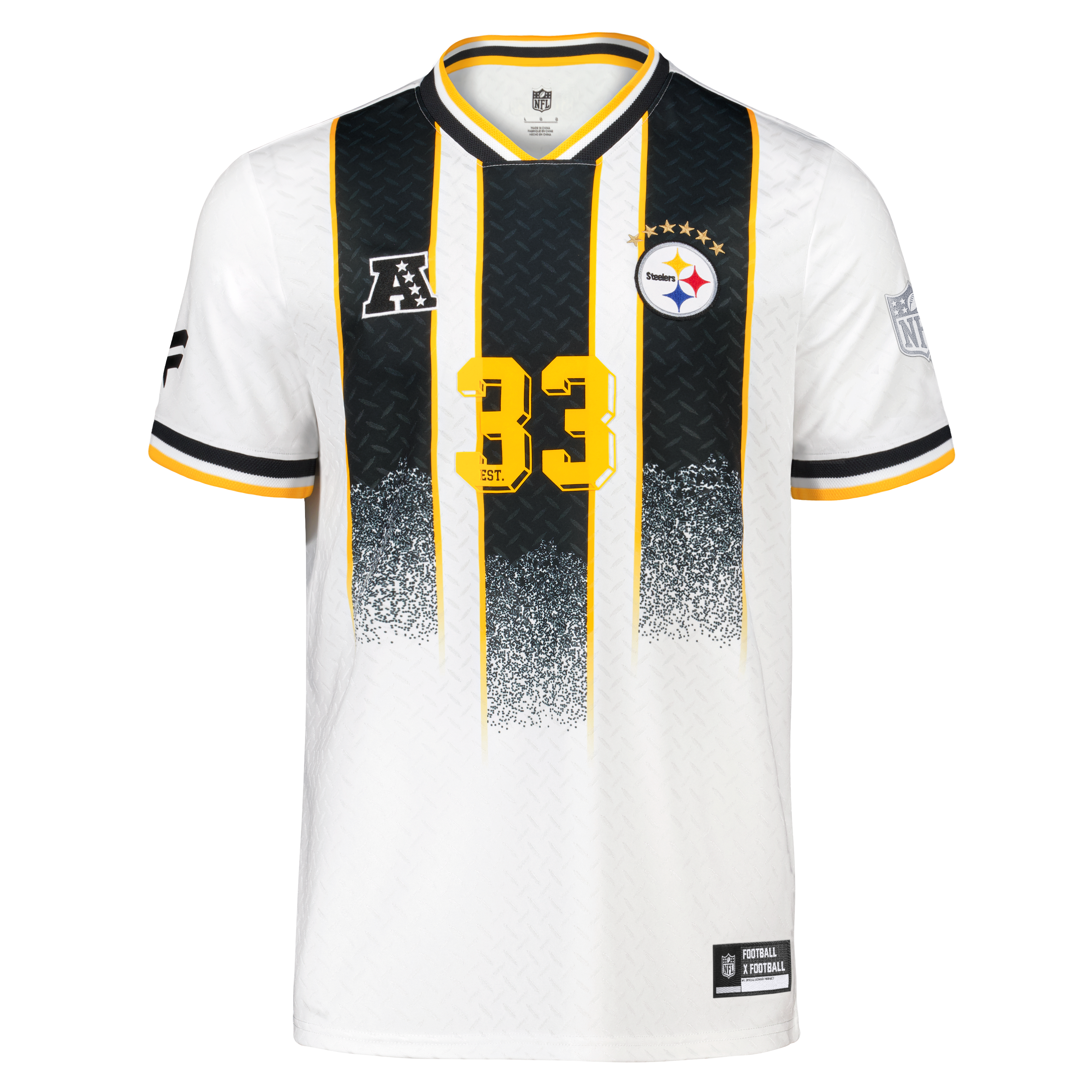 Youth Fanatics White Pittsburgh Steelers Football x V-Neck Fan Top