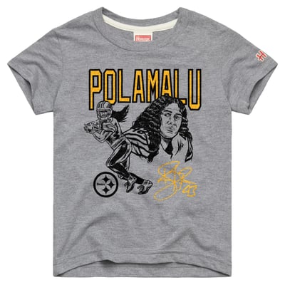 Troy Polamalu Pittsburgh Steelers Homage Youth Retired Greats T-Shirt - Gray