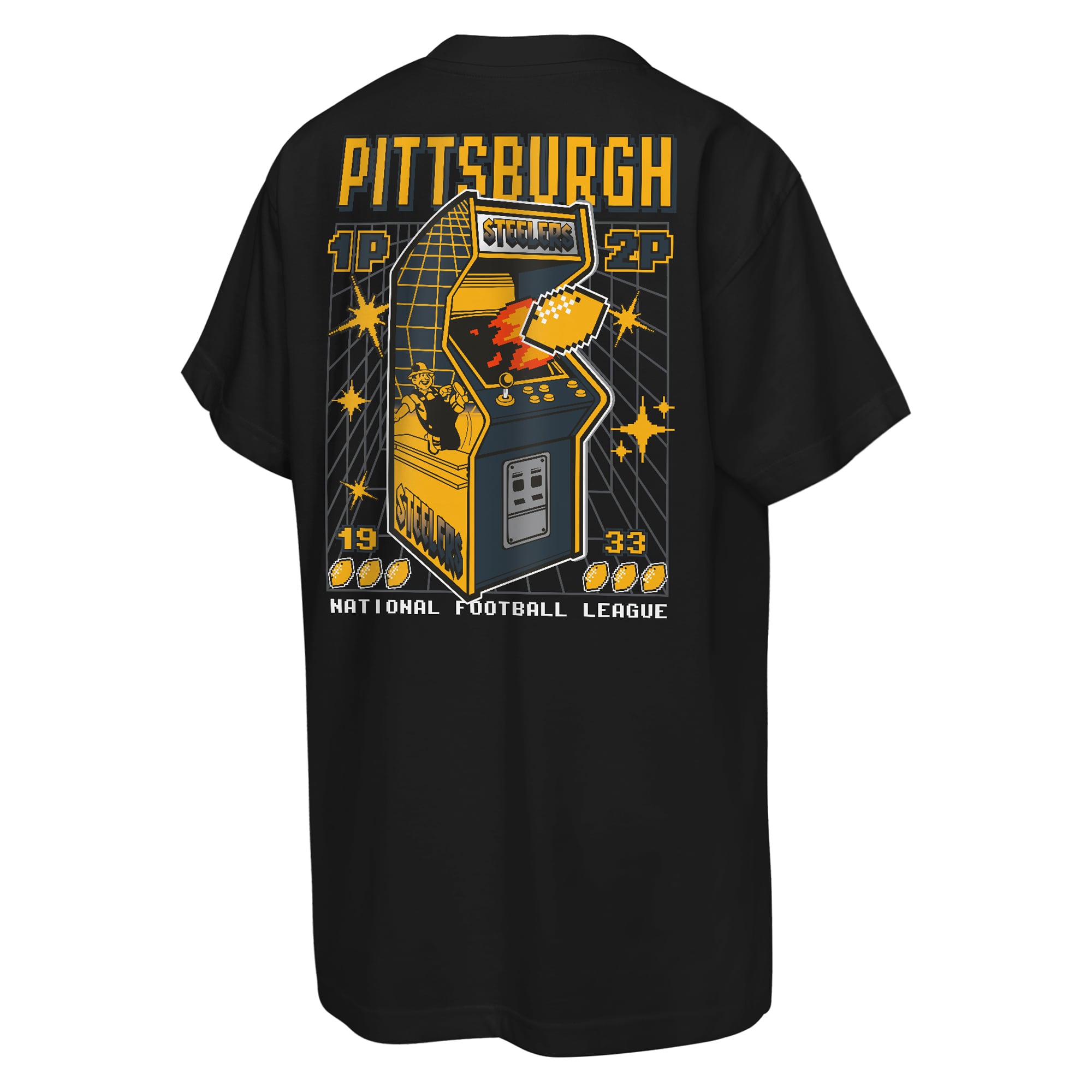 Youth Mitchell & Ness Black Pittsburgh Steelers Retro Arcade T-Shirt