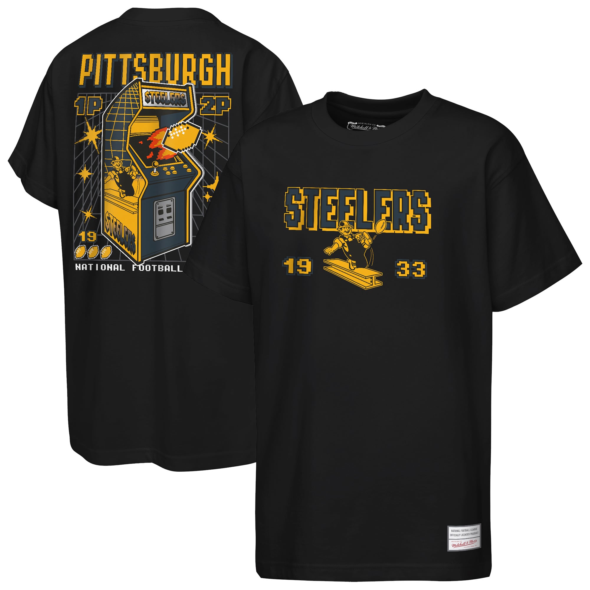 Youth Mitchell & Ness  Black Pittsburgh Steelers Retro Arcade T-Shirt