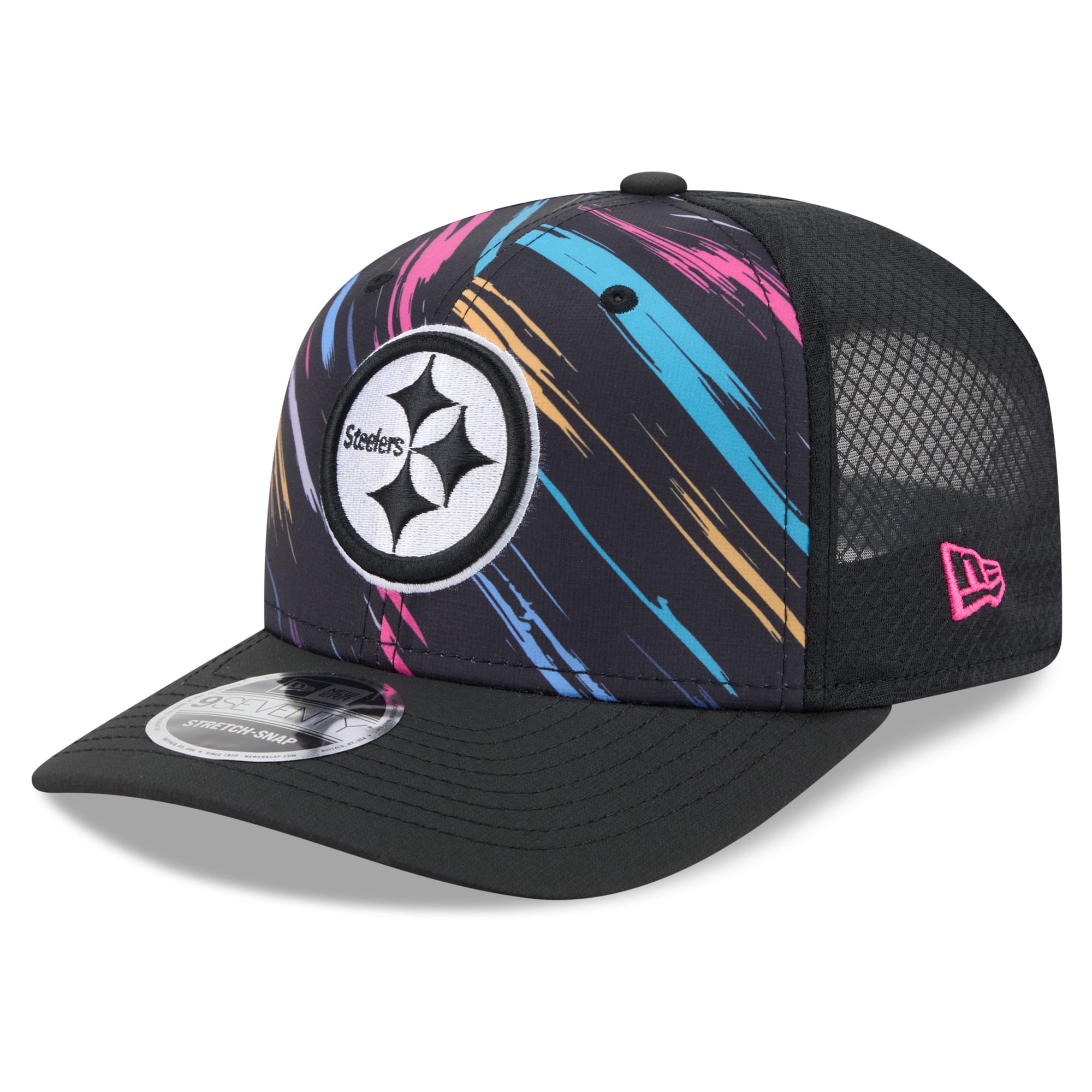 Youth New Era Black Pittsburgh Steelers 2026 NFL Crucial Catch 9SEVENTY Adjustable Trucker Hat