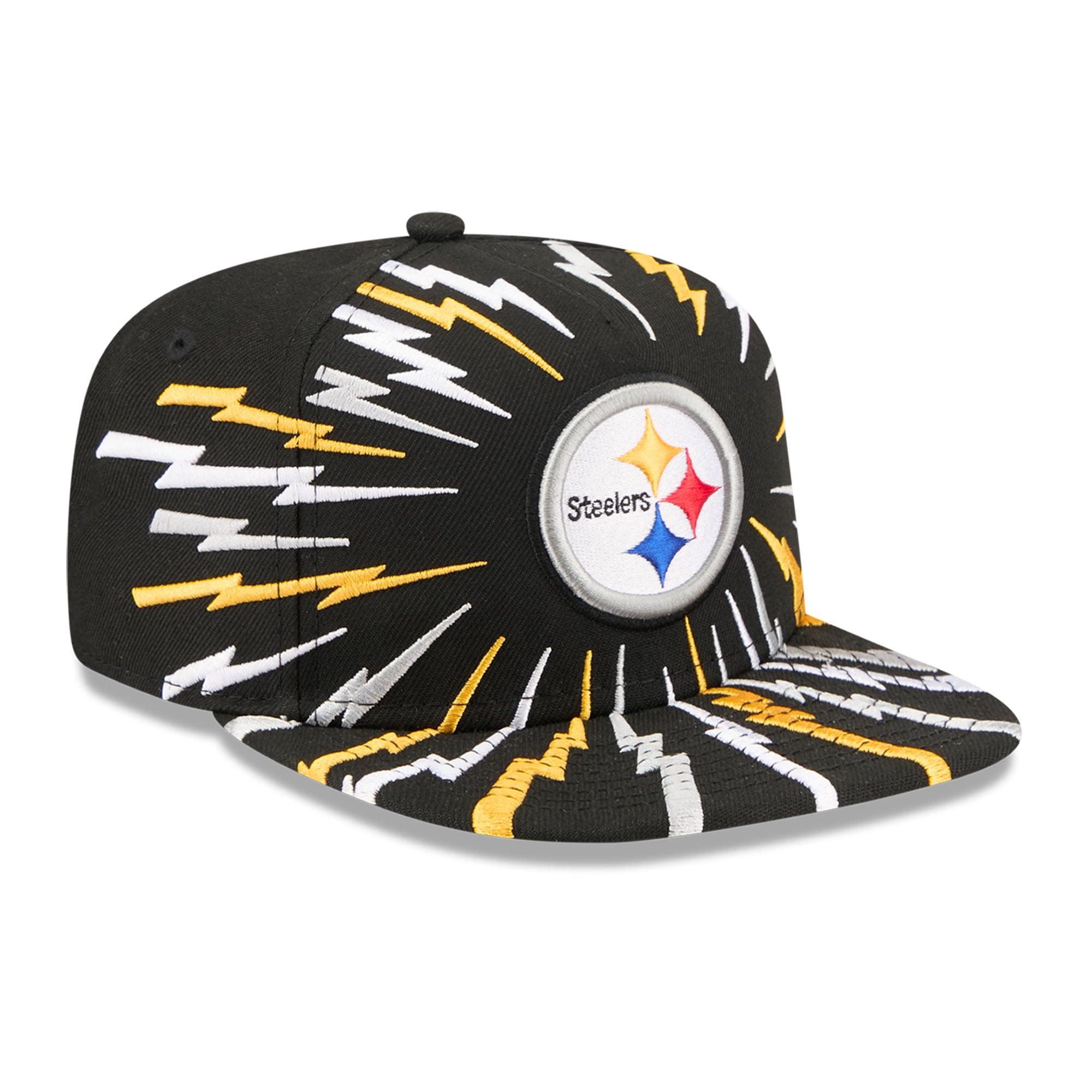 Youth New Era Black Pittsburgh Steelers Bolt A-Frame 9FIFTY Snapback Hat