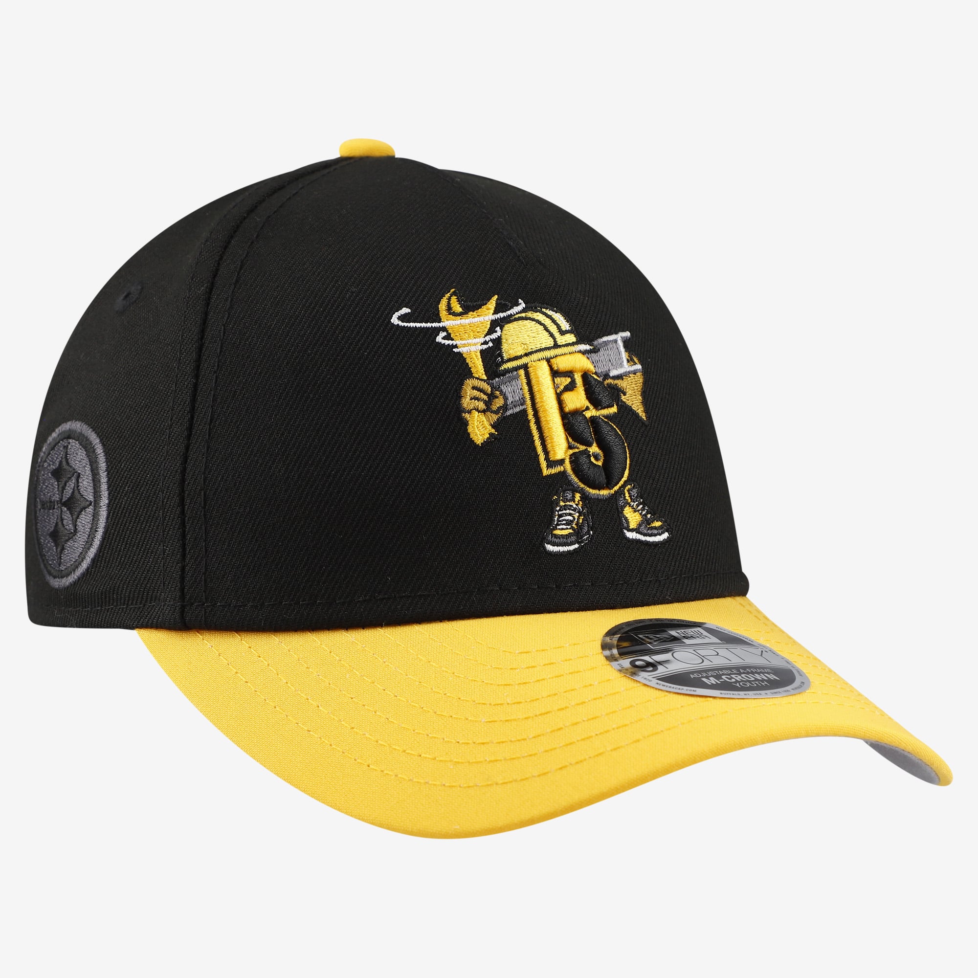 Casquette ajustable New Era noire Pittsburgh Steelers Cartoon 9FORTY pour jeunes