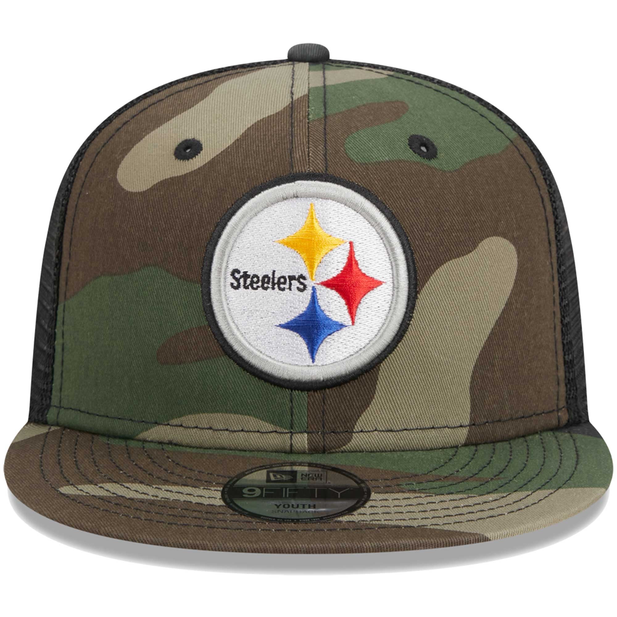 Casquette New Era Camo Pittsburgh Steelers Main Trucker 9FIFTY Snapback pour jeune