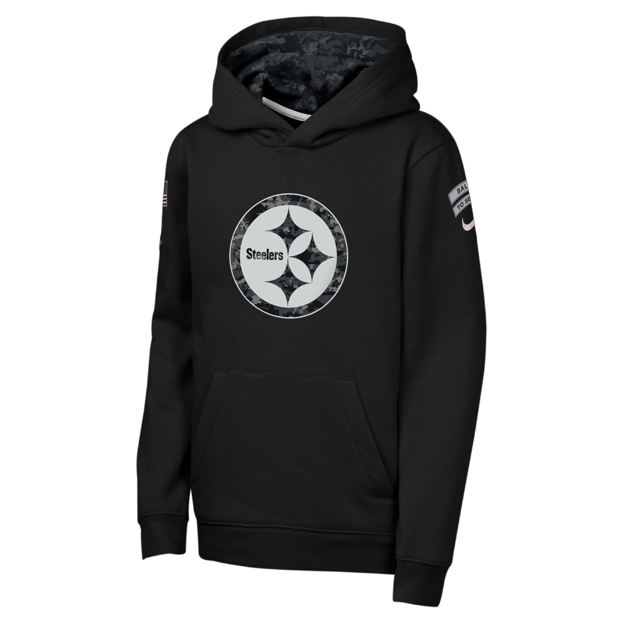 Sweat à capuche polaire Nike Pittsburgh Steelers 2026 Salute to Service Club pour jeunes, noir