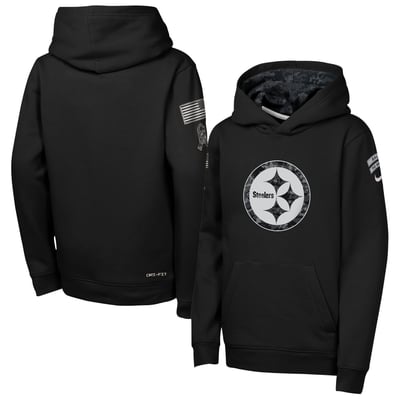  Pittsburgh Steelers Nike Youth 2026 Salute to Service Club Fleece Pullover Hoodie  - Black