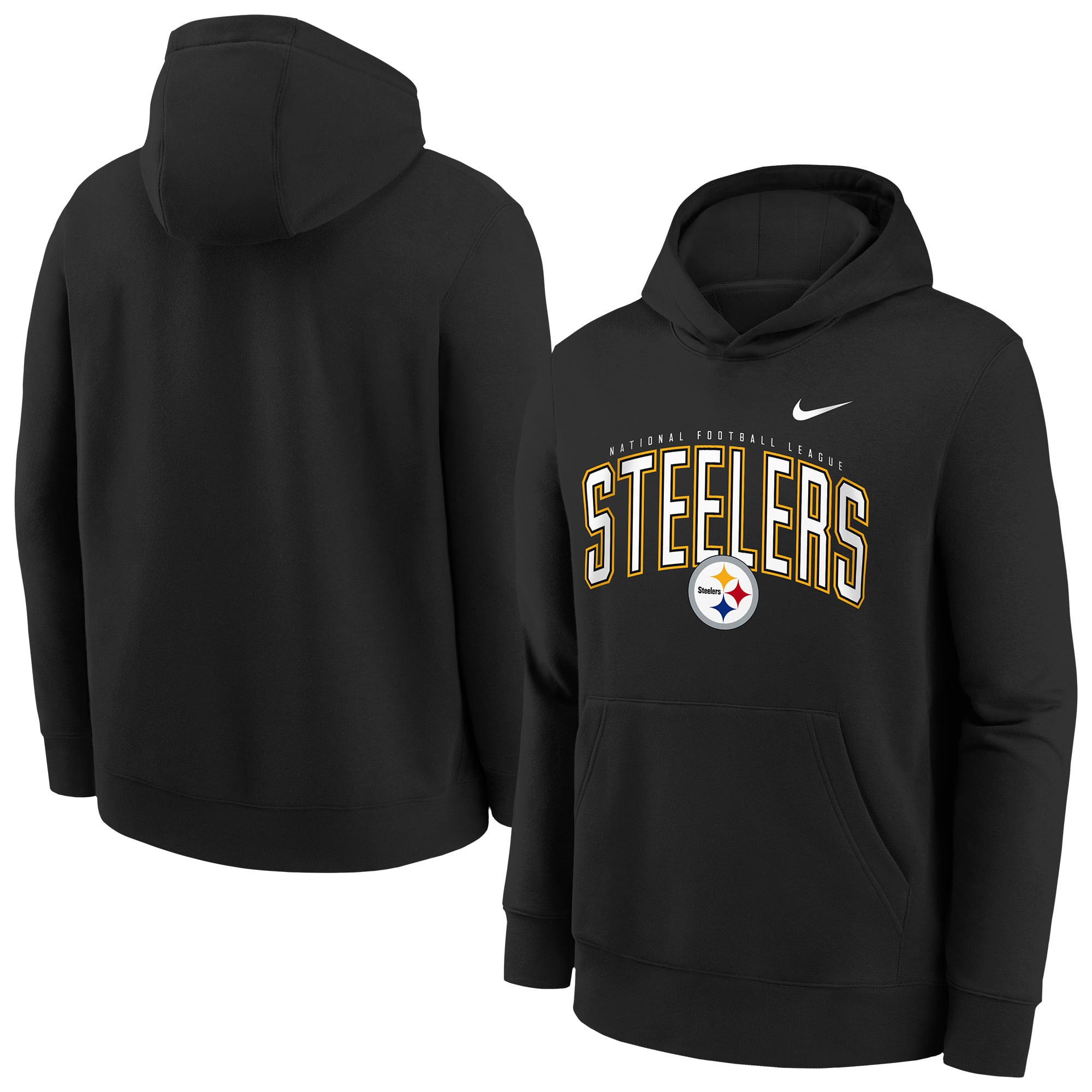 Youth Nike Black Pittsburgh Steelers Logo Arch Fleece Hoodie