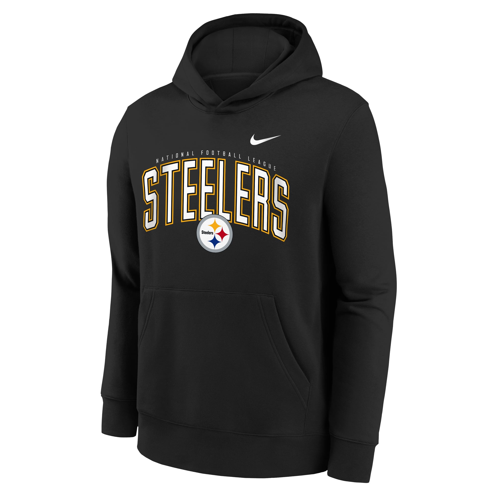 Youth Nike Black Pittsburgh Steelers Logo Arch Fleece Hoodie