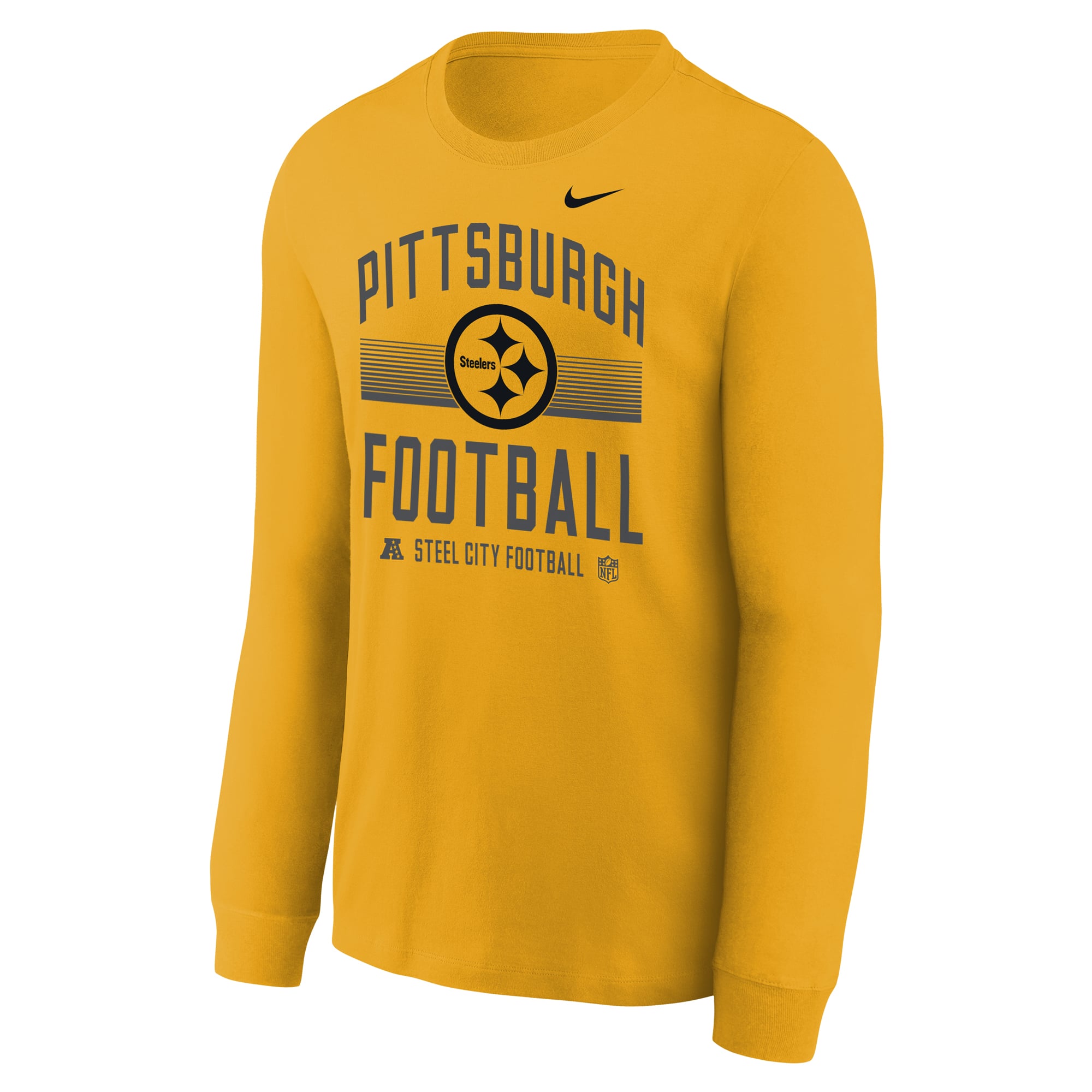 T-shirt à manches longues Nike Essential Pittsburgh Steelers doré pour jeunes