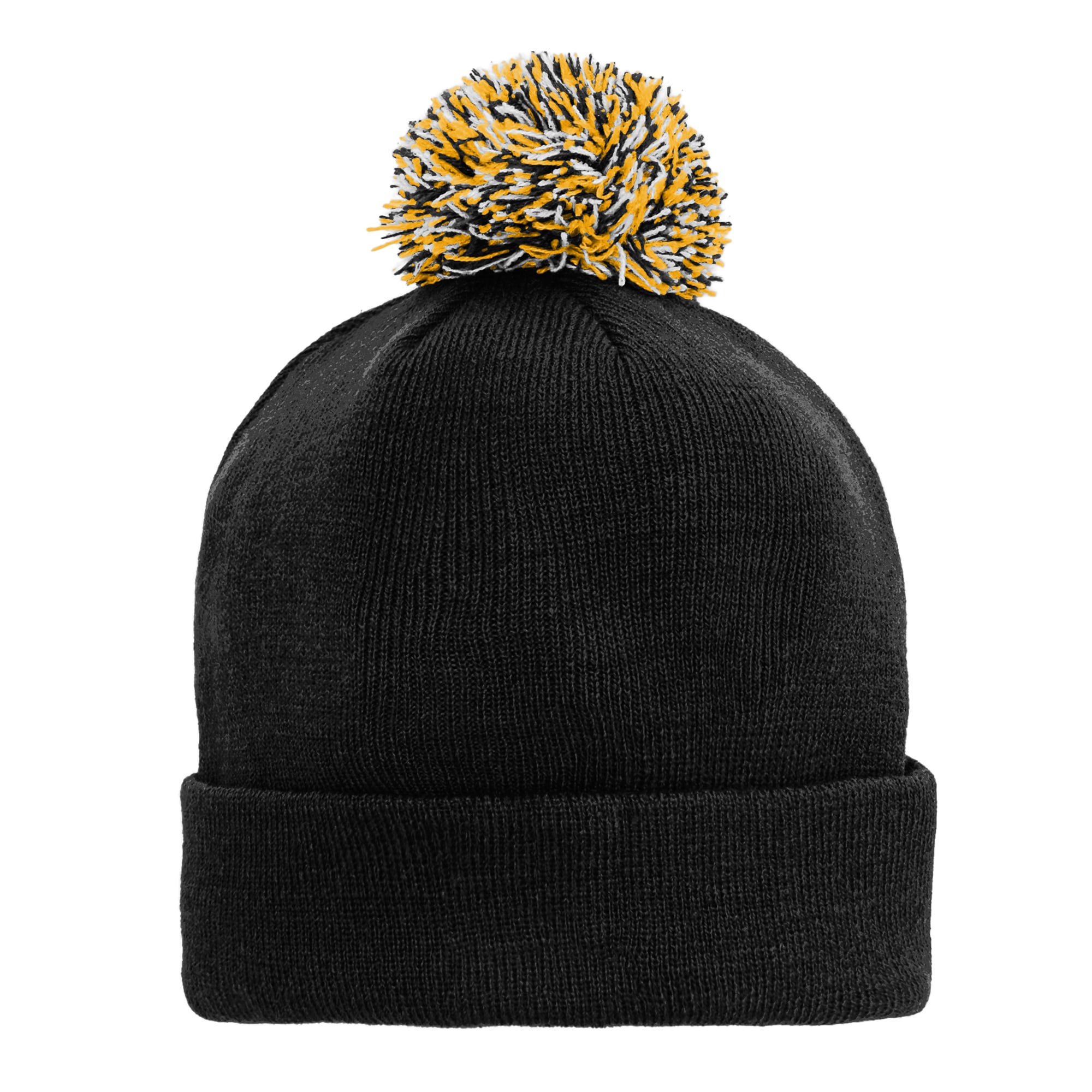 Bonnet tricoté noir Pittsburgh Steelers pour enfant, à revers et pompon, de la marque Outerstuff.