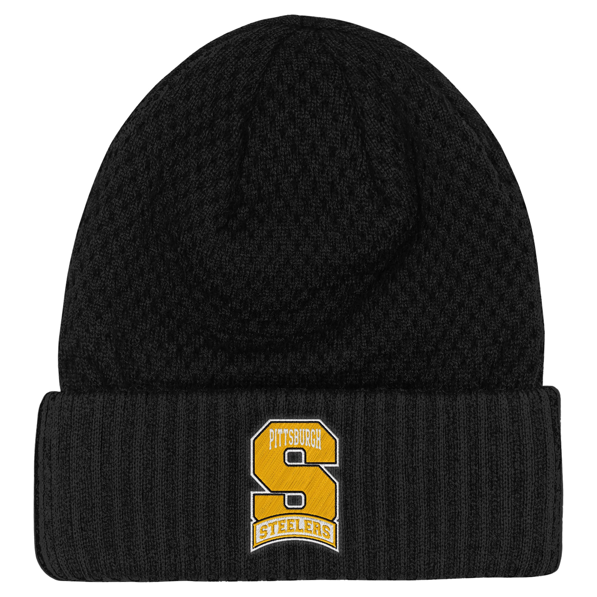 Bonnet tricoté à revers noir Pittsburgh Steelers pour enfant Outerstuff