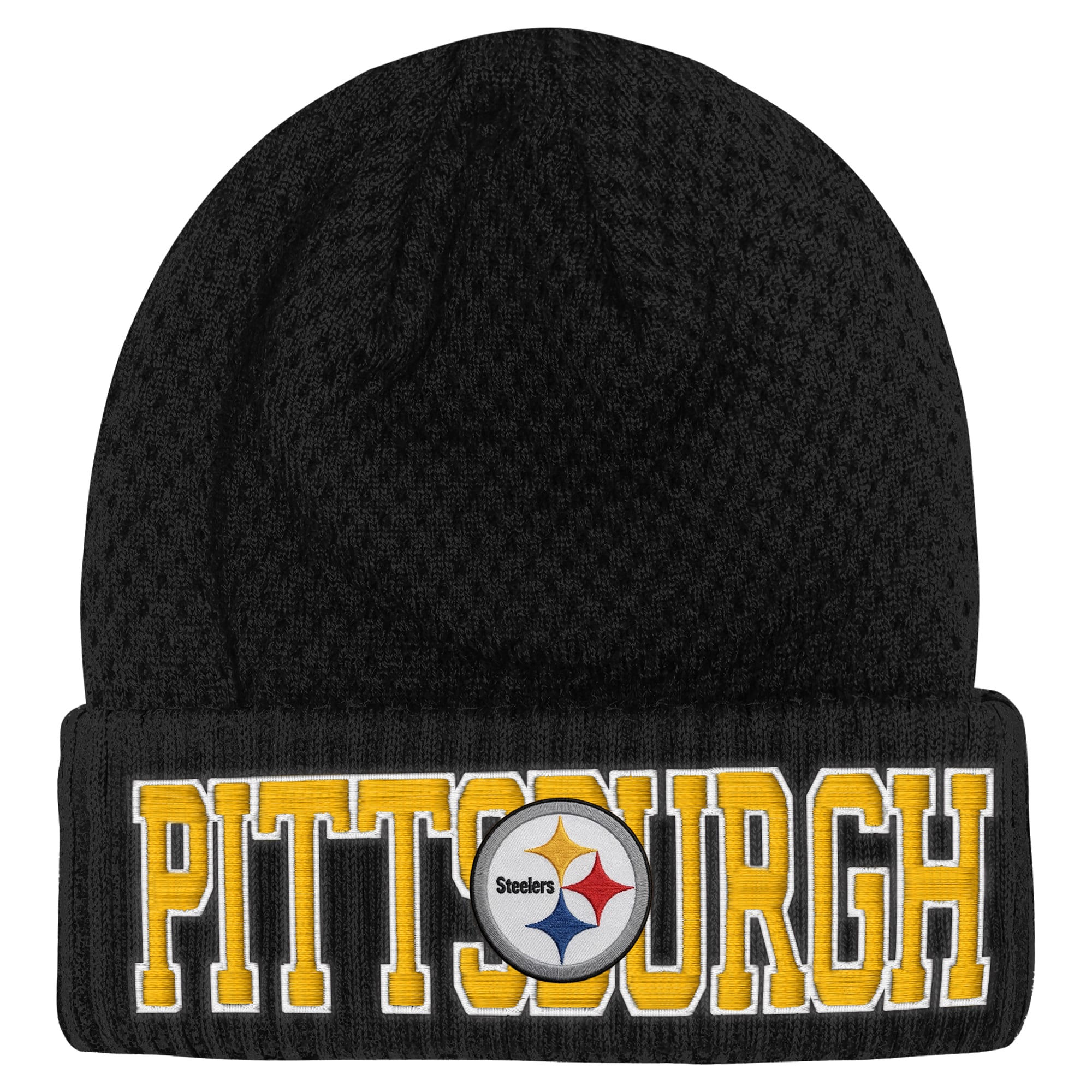 Bonnet tricoté à revers noir Pittsburgh Steelers pour enfant Outerstuff