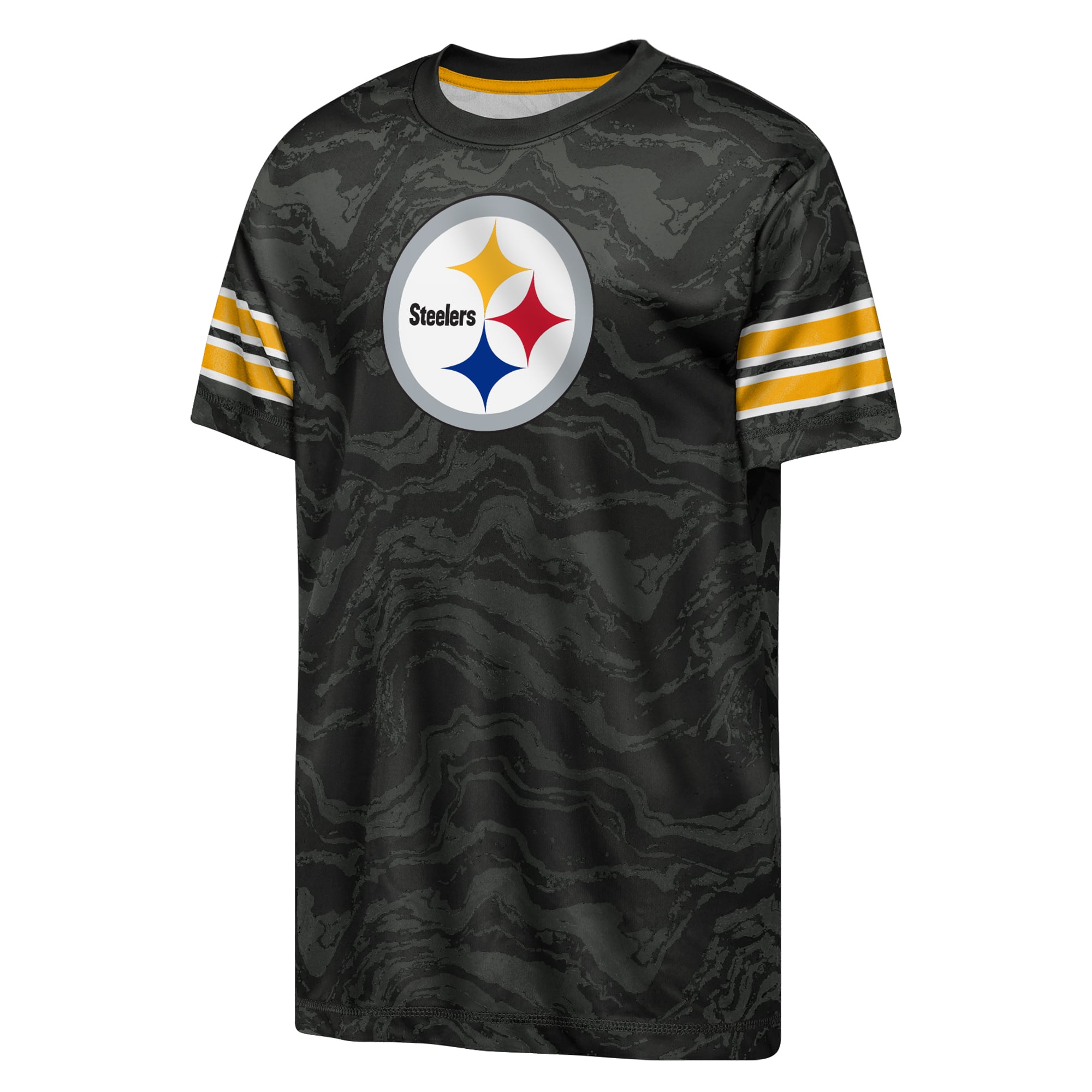 T-shirt de performance noir Youth Outerstuff Pittsburgh Steelers Slant Route