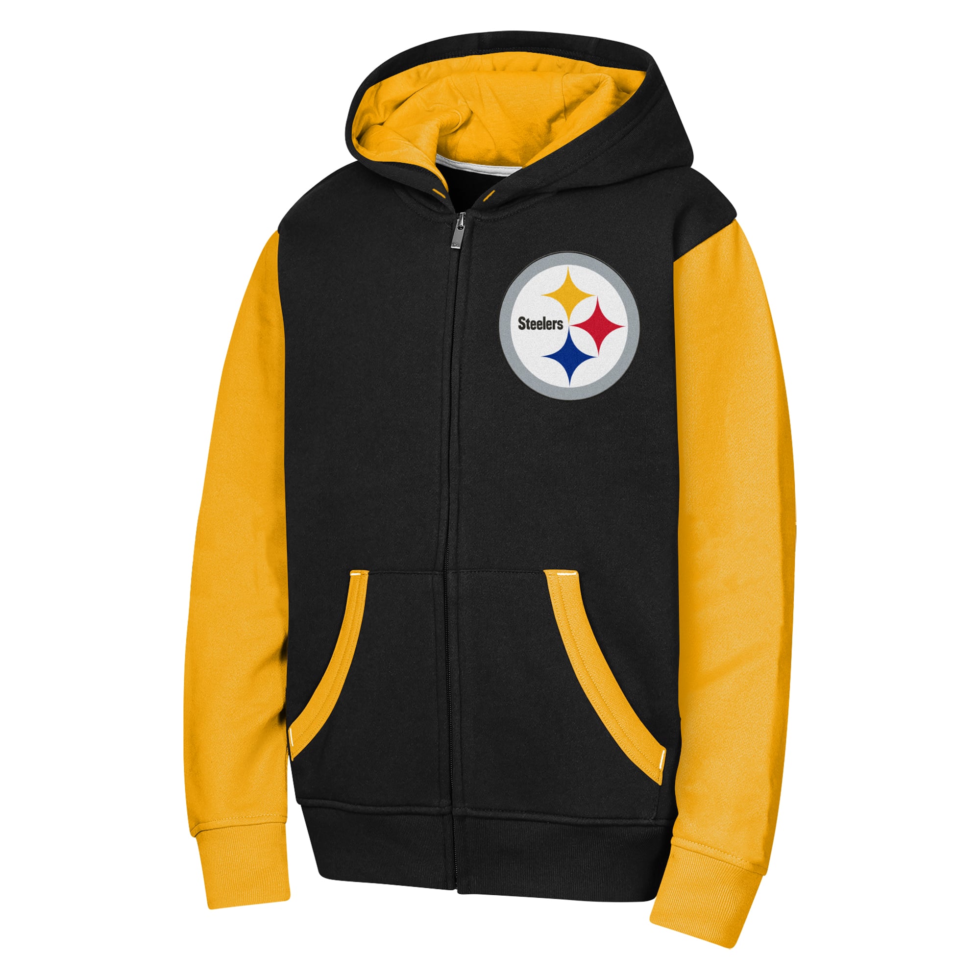Sweat à capuche zippé noir Youth Outerstuff Pittsburgh Steelers Stadium Colorblock