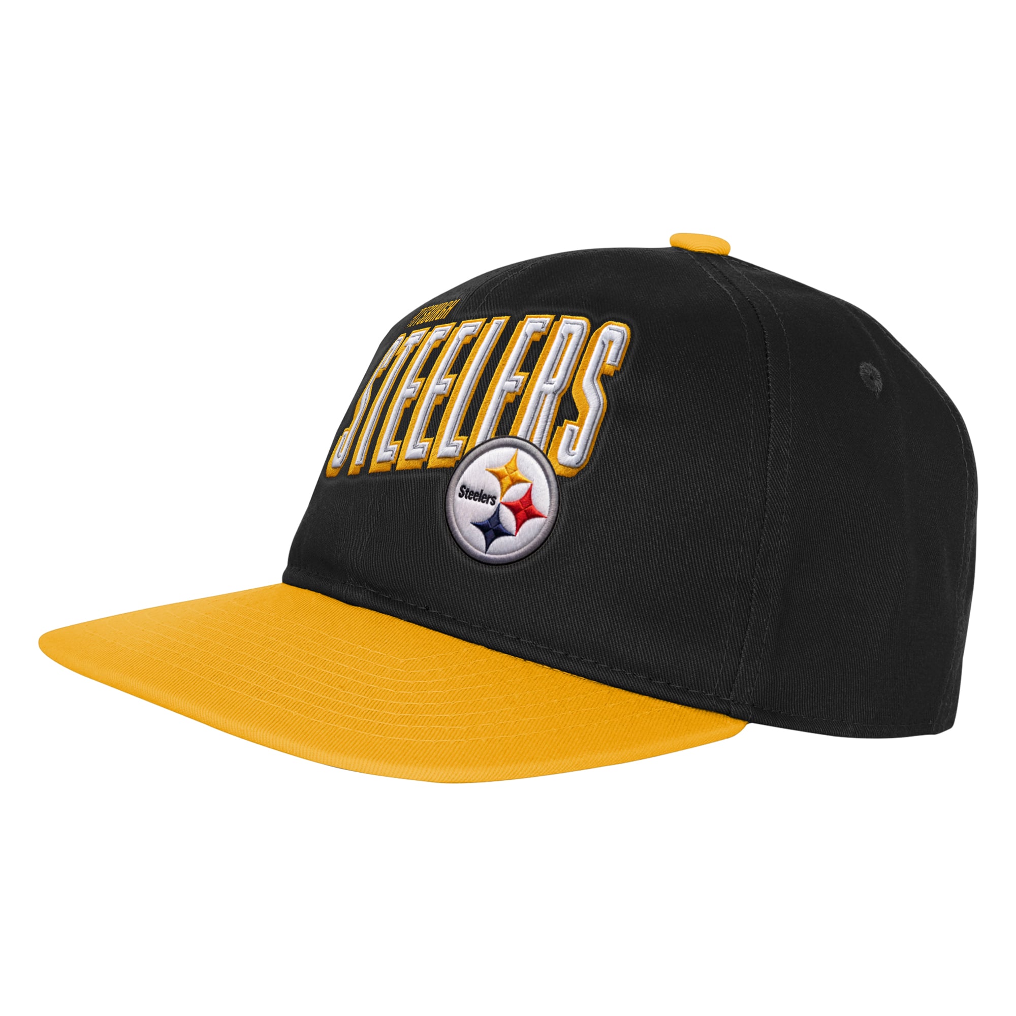 Casquette à visière plate noire et jaune Pittsburgh Steelers pour jeunes