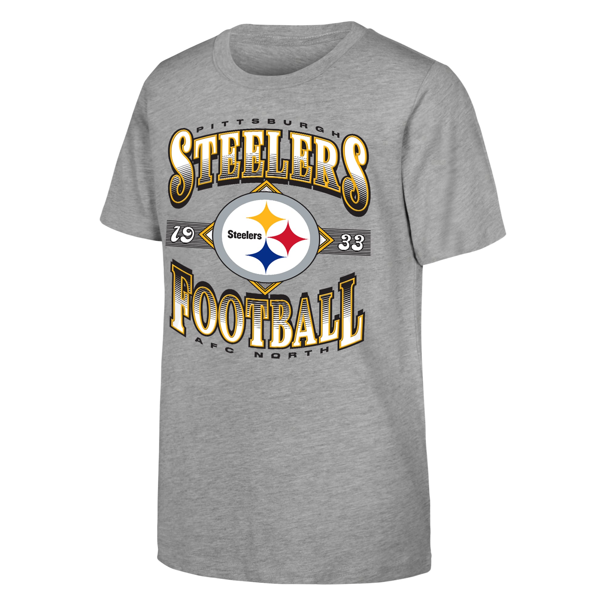 T-shirt gris Pittsburgh Steelers Days Past pour jeunes de la marque Outerstuff
