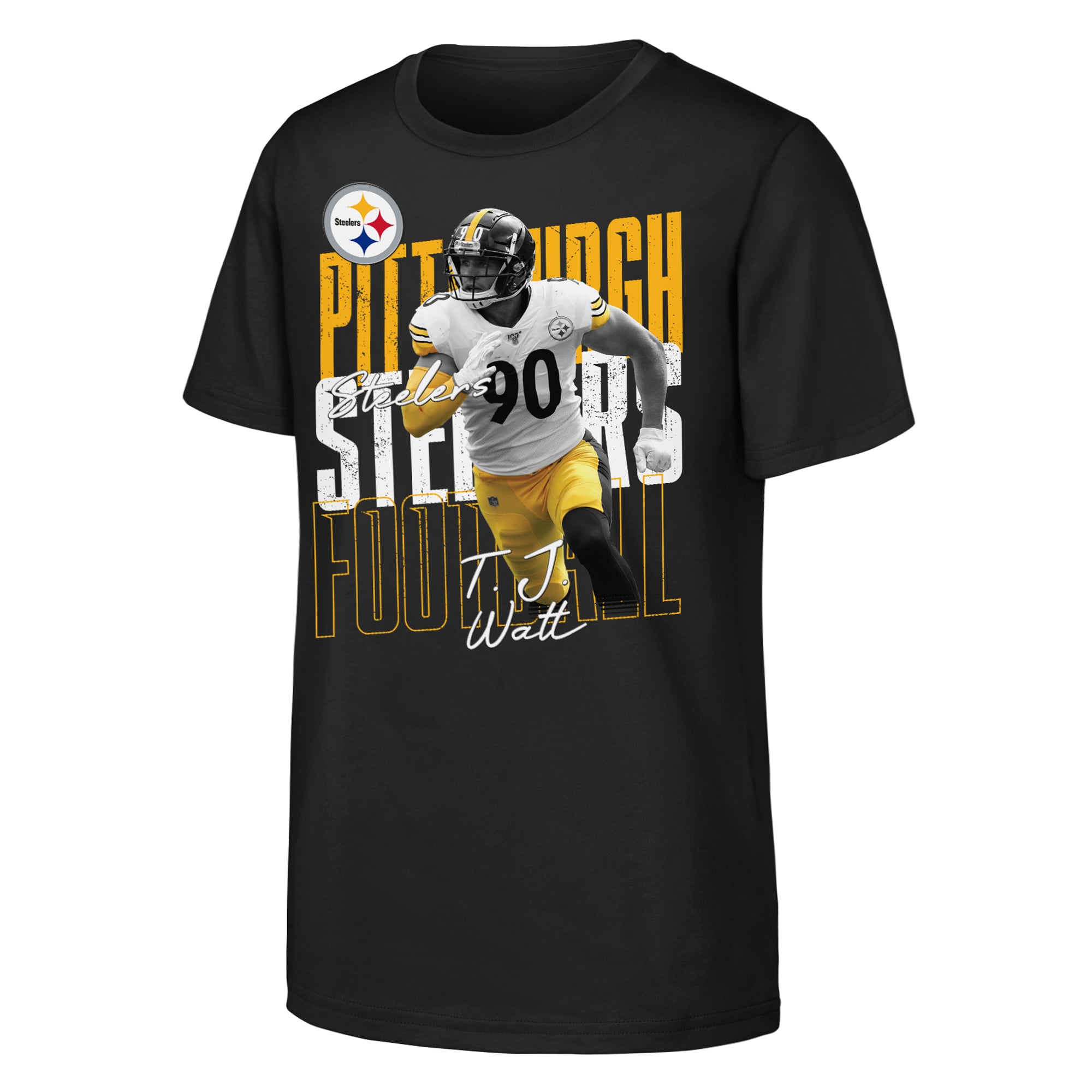 Youth Outerstuff T.J. Watt Black Pittsburgh Steelers Legendary Player Card T-Shirt
