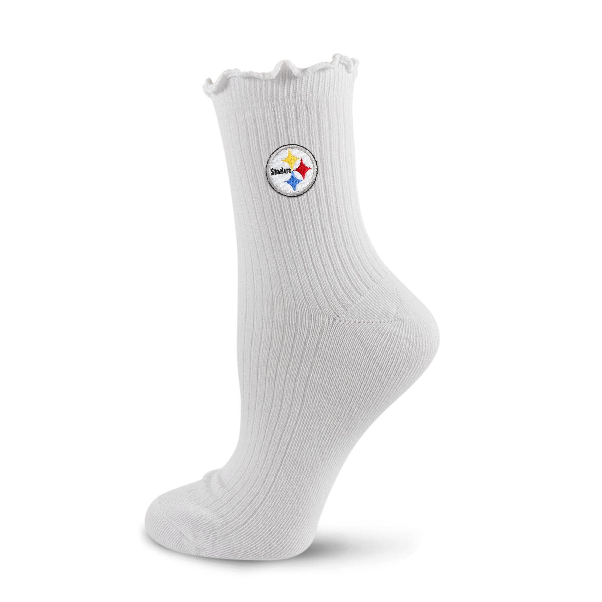 Chaussettes de compression Youth PRO blanches à logo Pittsburgh Steelers et ourlet ondulé