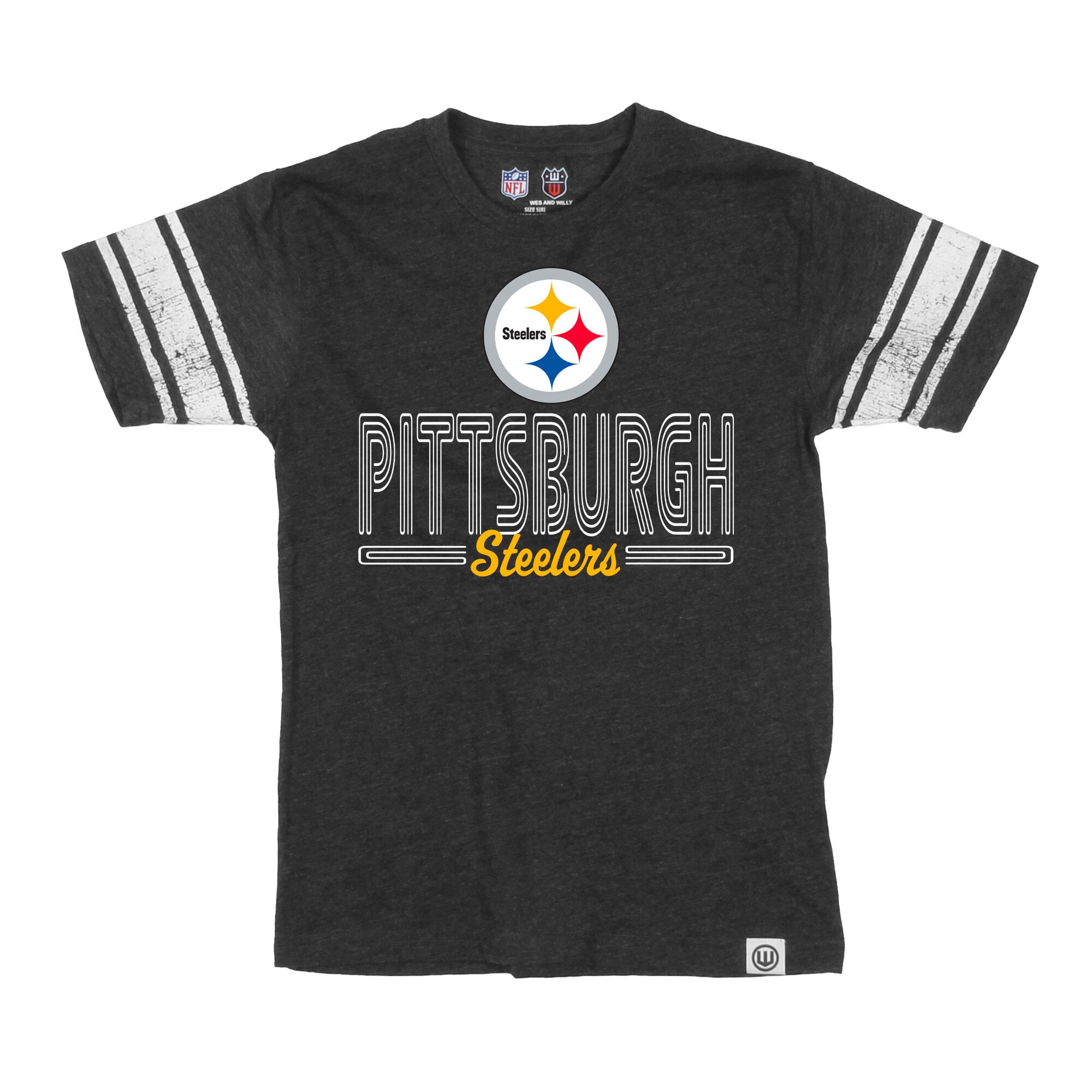T-shirt de football américain Pittsburgh Steelers pour jeunes, Wes et Willy Black