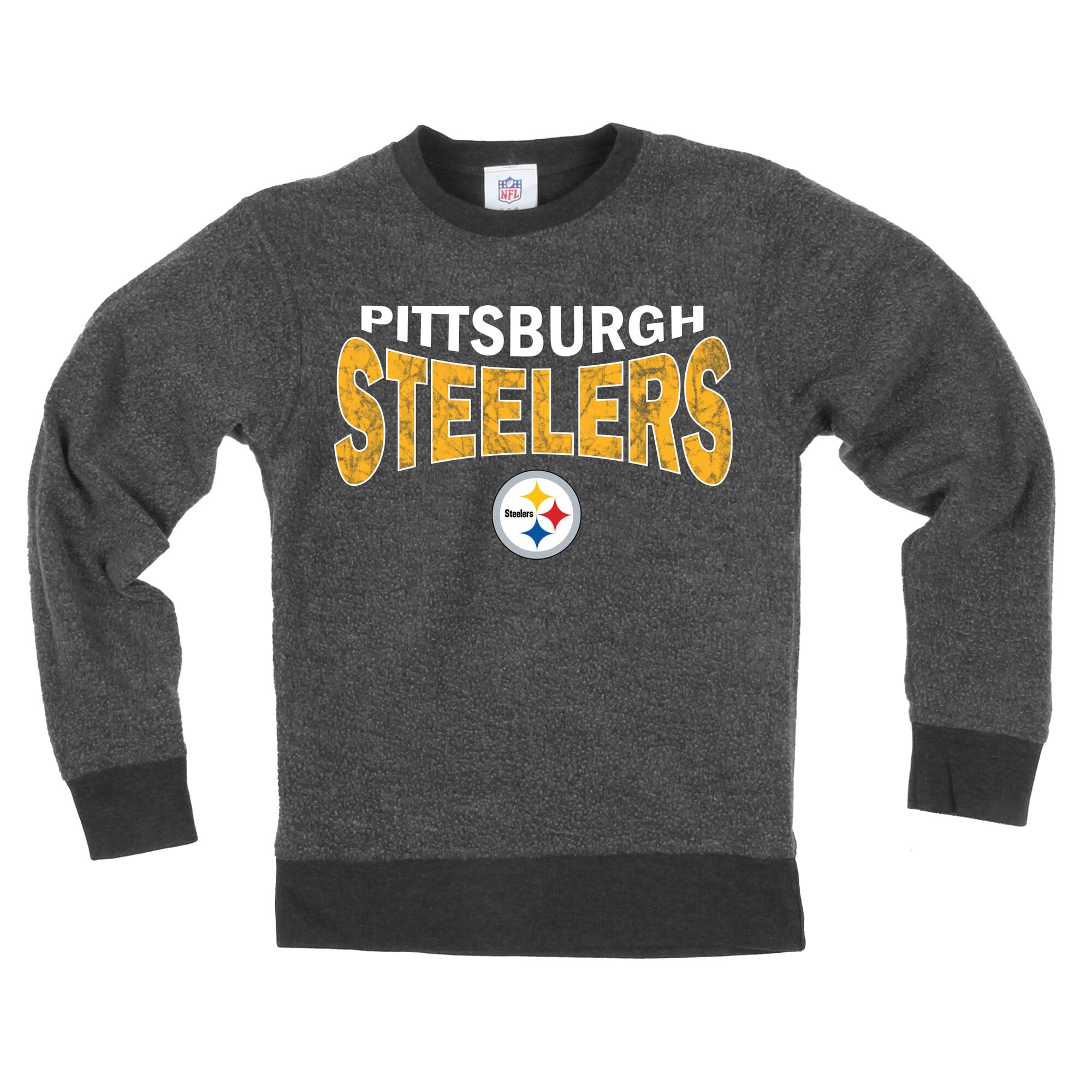 Youth Wes & Willy  Black Pittsburgh Steelers Reversible Fleece Sweatshirt
