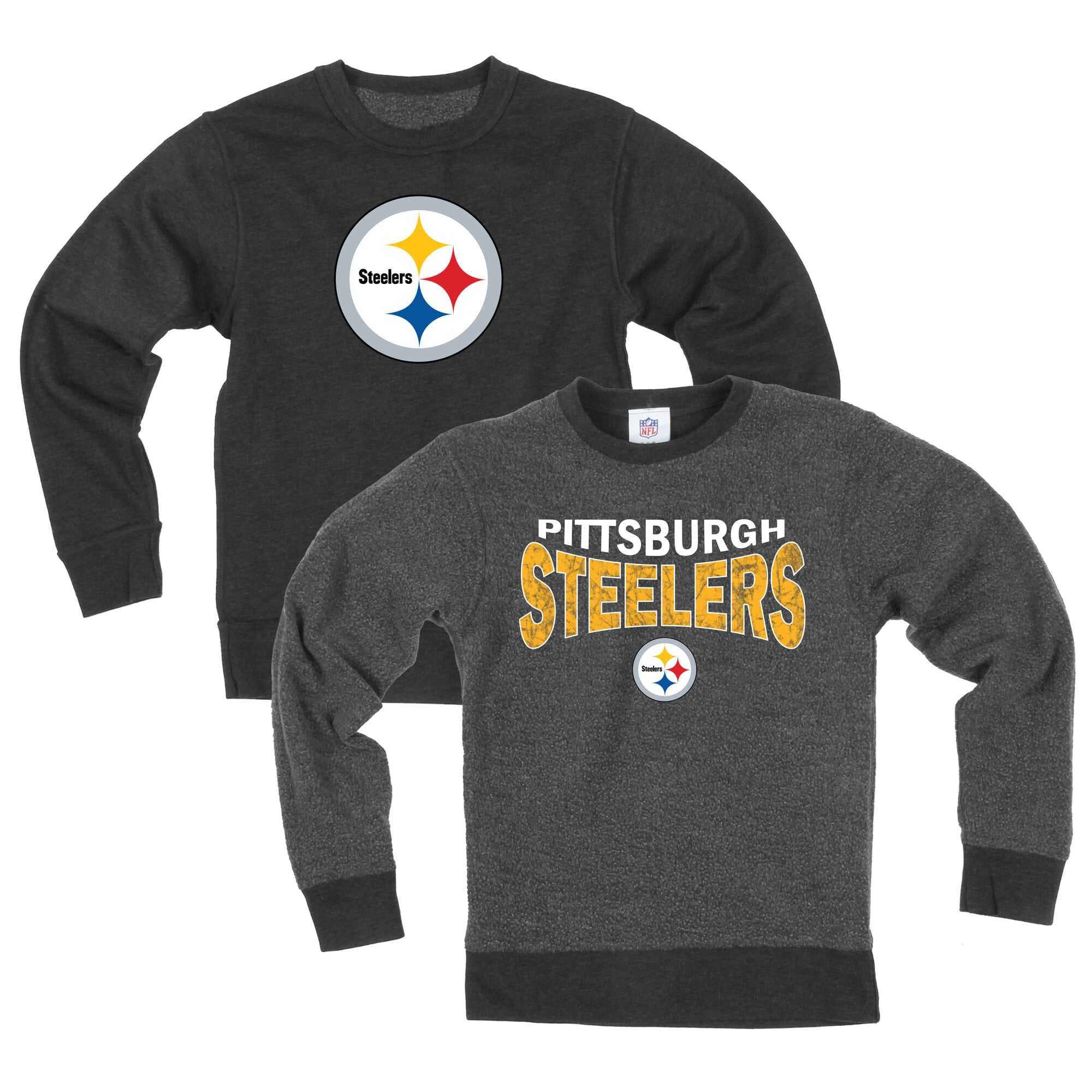 Youth Wes & Willy Black Pittsburgh Steelers Reversible Fleece Sweatshirt
