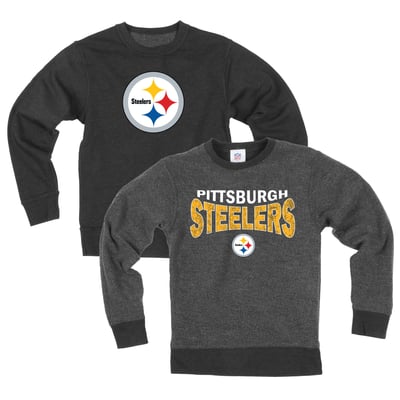  Pittsburgh Steelers Wes & Willy Youth Reversible Fleece Sweatshirt - Black