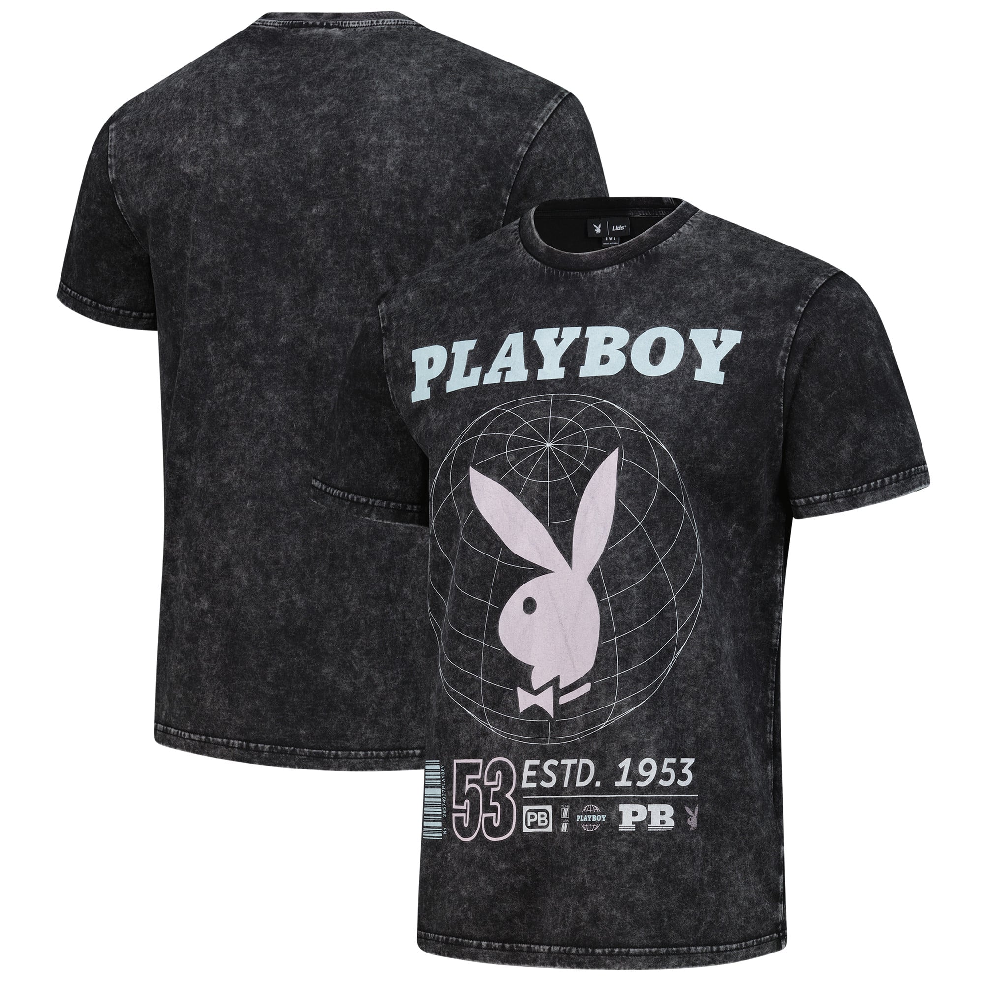Playboy Lids Distressed Oversized Rabbit T-Shirt - Black