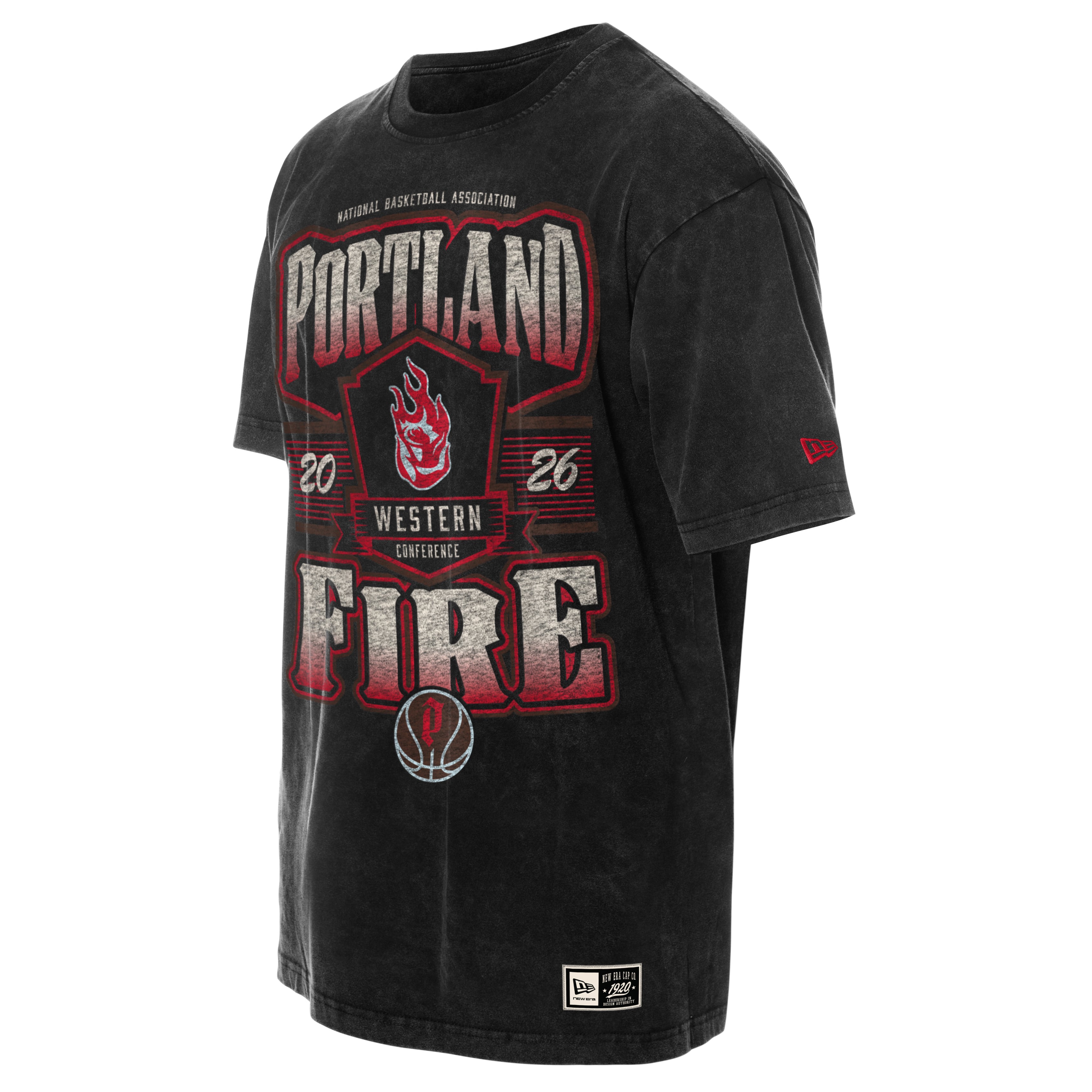 New Era  Black Portland Fire Mineral Wash Founded Graphic T-Shirt