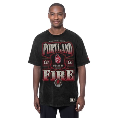  Portland Fire New Era Mineral Wash Founded Graphic T-Shirt - Black
